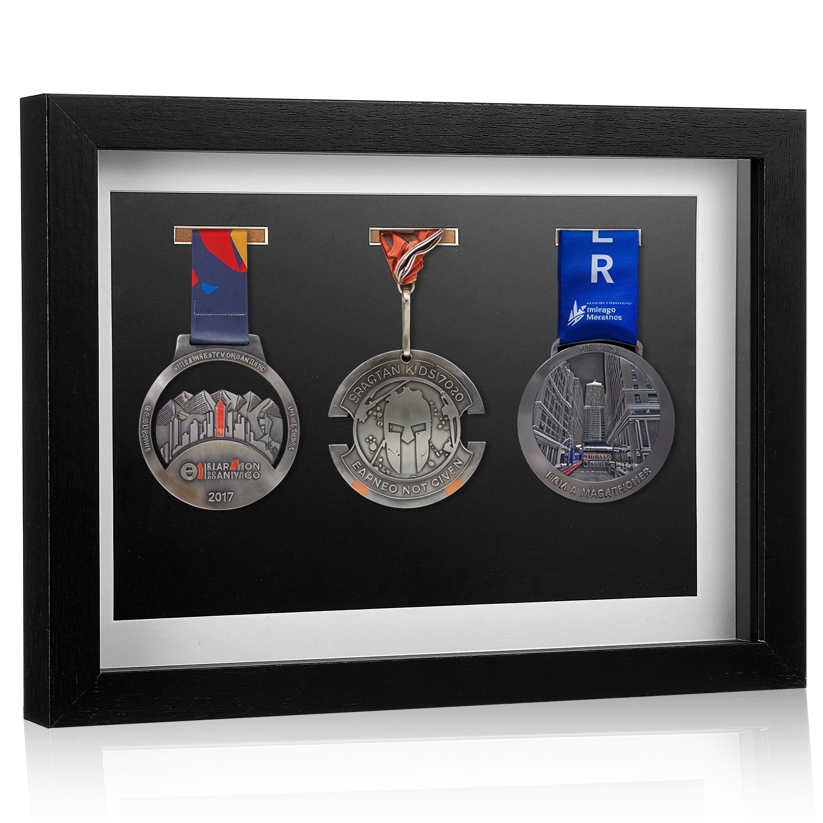 Premium Medal Frame Display Case – A4 Black Wooden Medal Display Frame for Si…