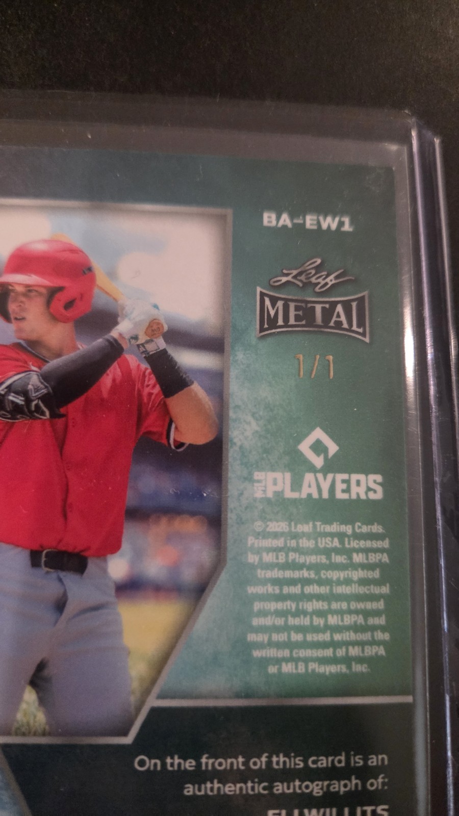 2026 Leaf Metal Baseball Eli Willits Super Prismatic 1/1 Auto Gold Vinyl Nats