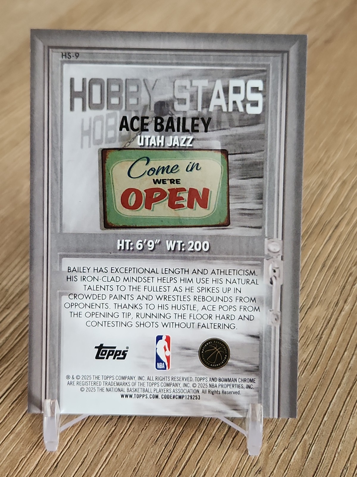 2025-26 Bowman Chrome Ace Bailey Hobby Shop #HS9 Black Geometric Refractor Jazz