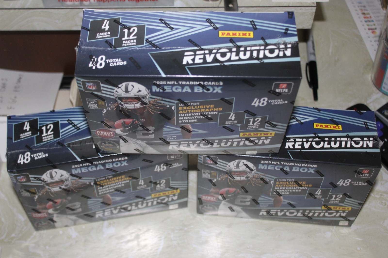 LOT OF ( 3 ) SEALED BOXES OF 2025 PANINI REVOLUTION FOOTBALL36 TOTAL PACKS