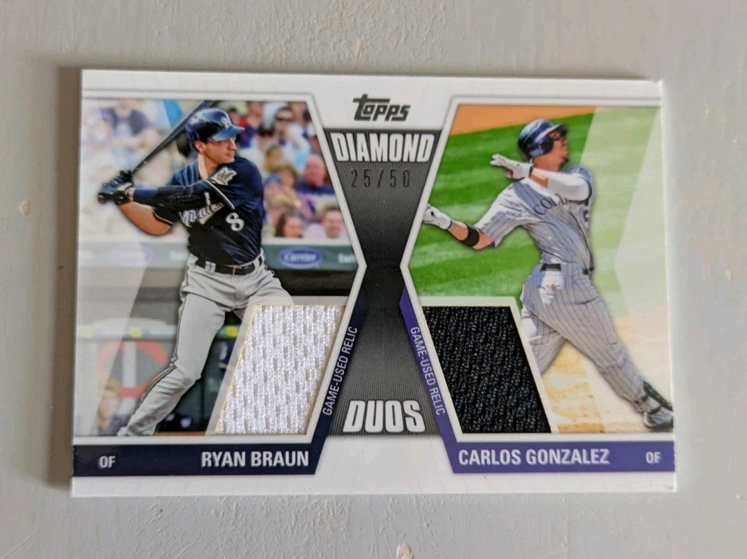2011 Topps Diamond Duos Dual Jersey – Ryan Braun/Carlos Gonzalez #DDR-5 25/50