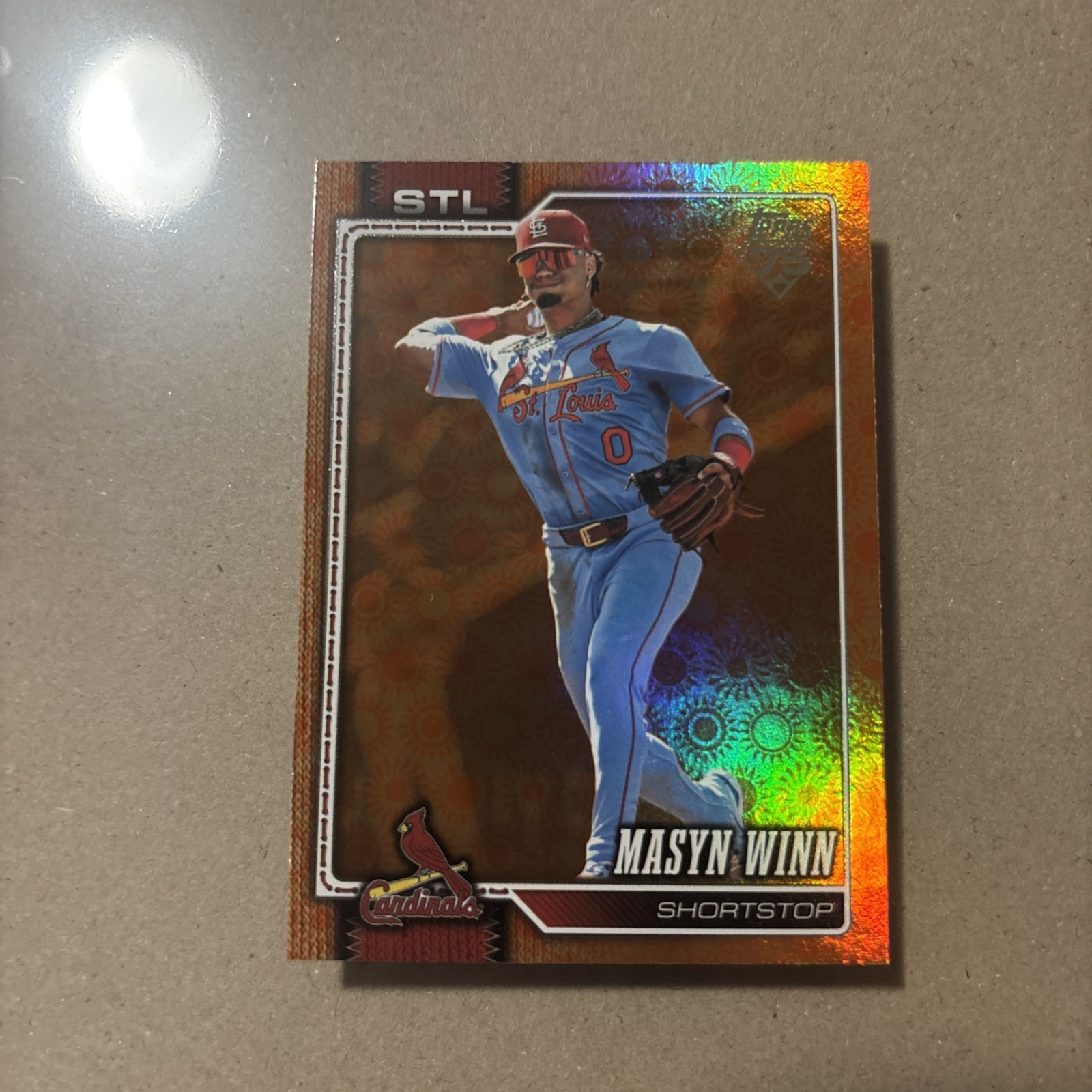 2026 Topps Series 2 Orange “SUN” Holo Foil Parallel #526 Masyn Winn, Cardinals
