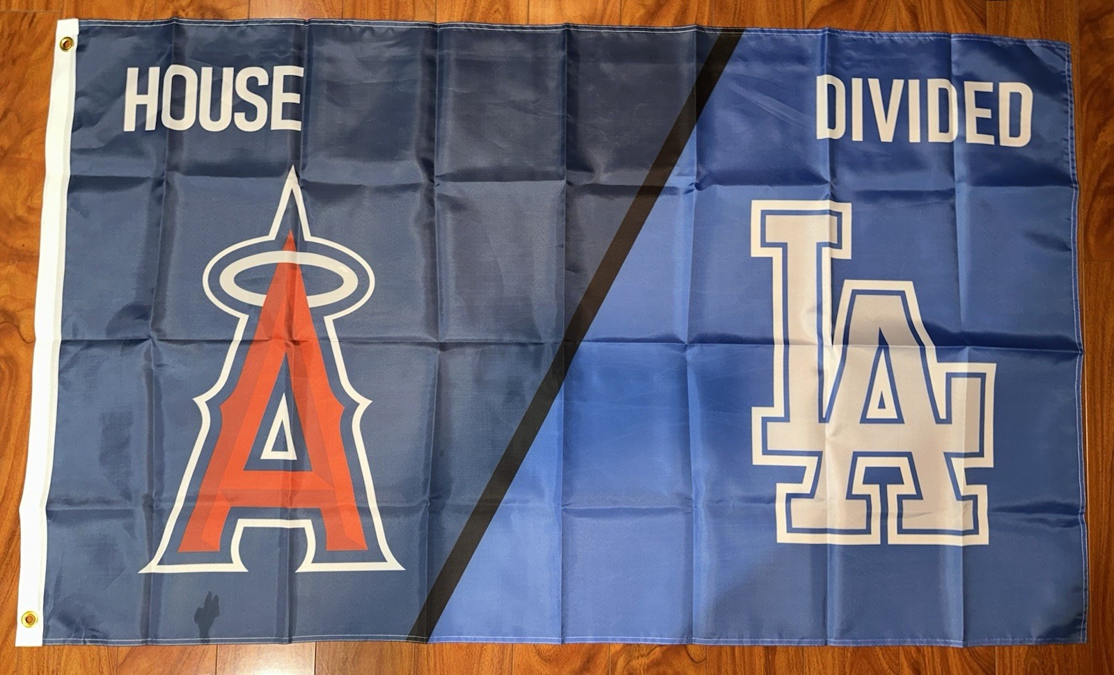 Anaheim Angels vs LA Los Angeles Dodgers House Divided Rivalry Flag 3×5 Banner