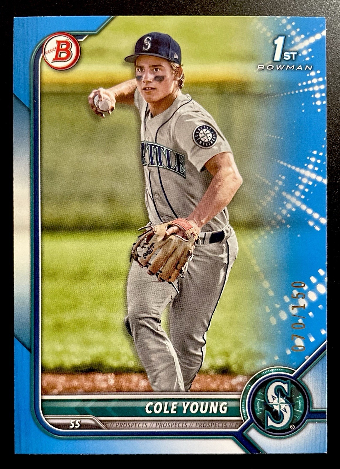 Cole Young 2022 Bowman Draft Blue #70/150 Rookie Card 1st RC #BD112 Mariners
