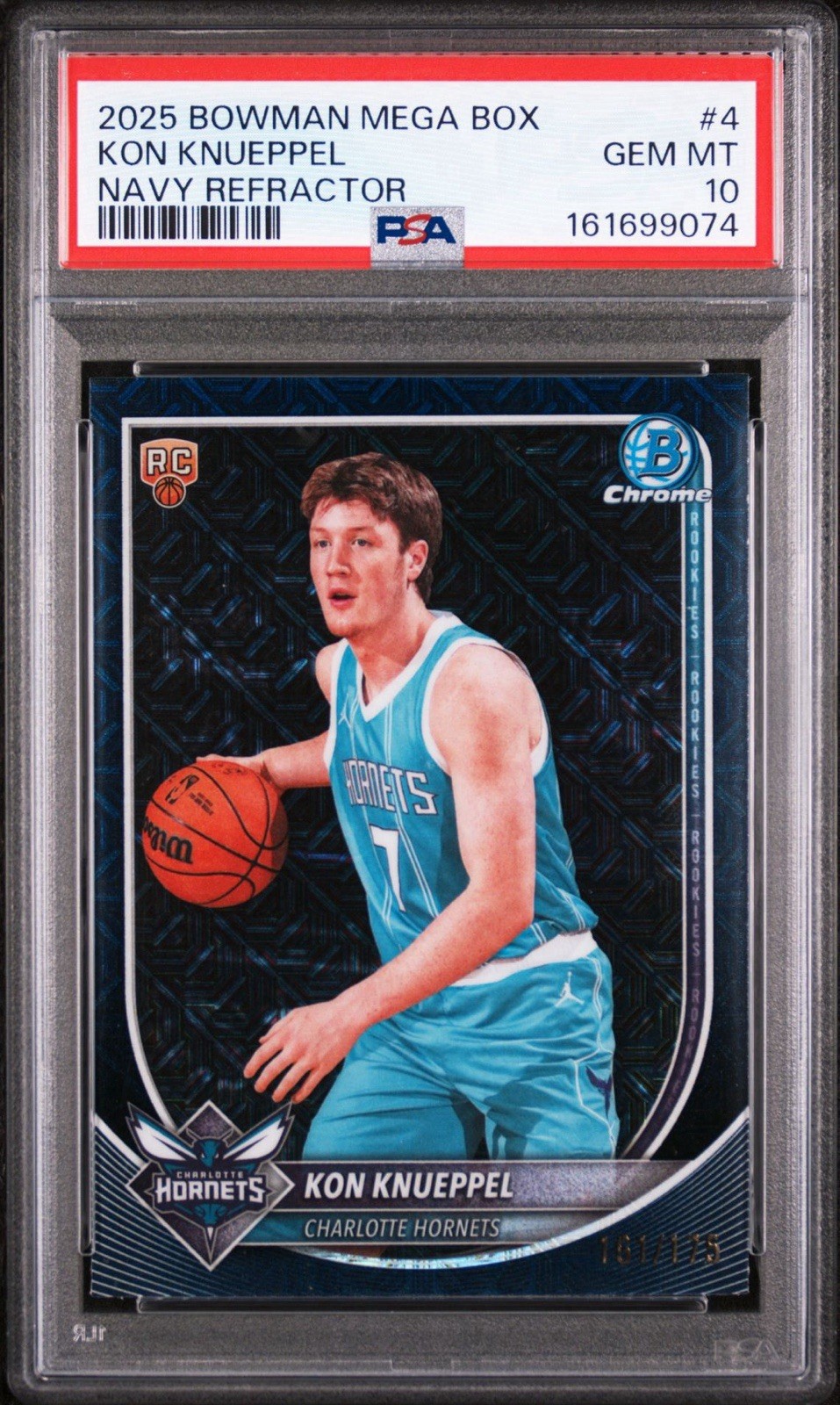 2025 BOWMAN MEGA BOX KON KNUPPEL /175 NAVY REFRACTOR POP 1 PSA 10