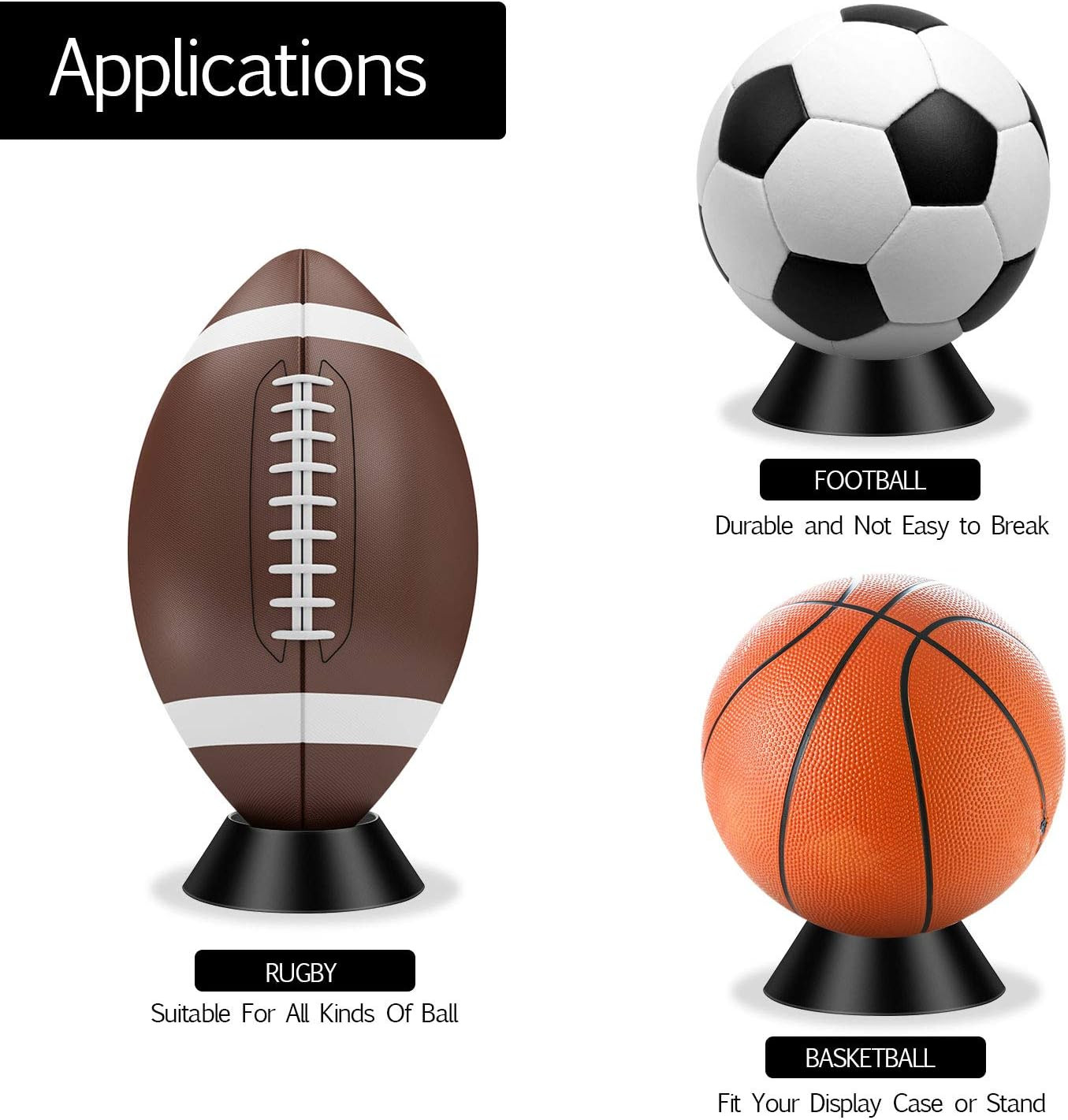 6 Pcs Memorabilia Ball Display Stand Pedestal Ball Stand Holder for Soccer Baske