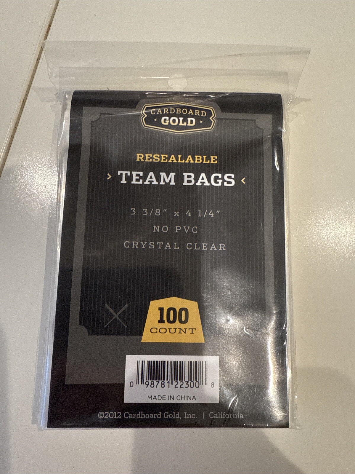 Cardboard Gold Team Bags Resealable Sleeves 1 Pack of 100