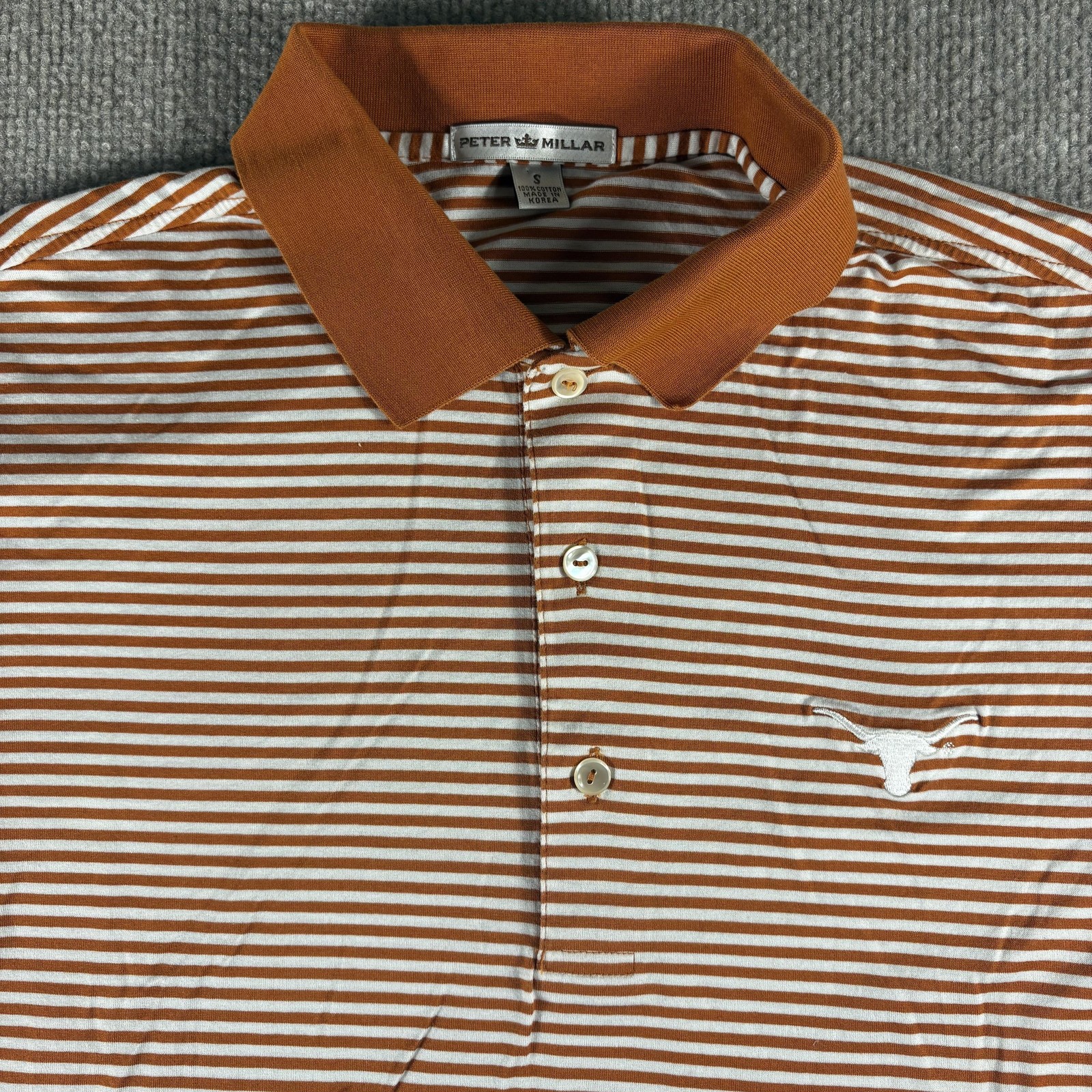 Texas Longhorns Polo Shirt Mens Small Orange NCAA Football Peter Millar Striped