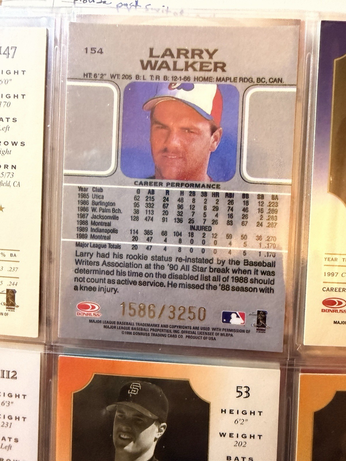 1998 LEAF FRACTIONAL FOUNDATION SHORT PRINT Card Lot