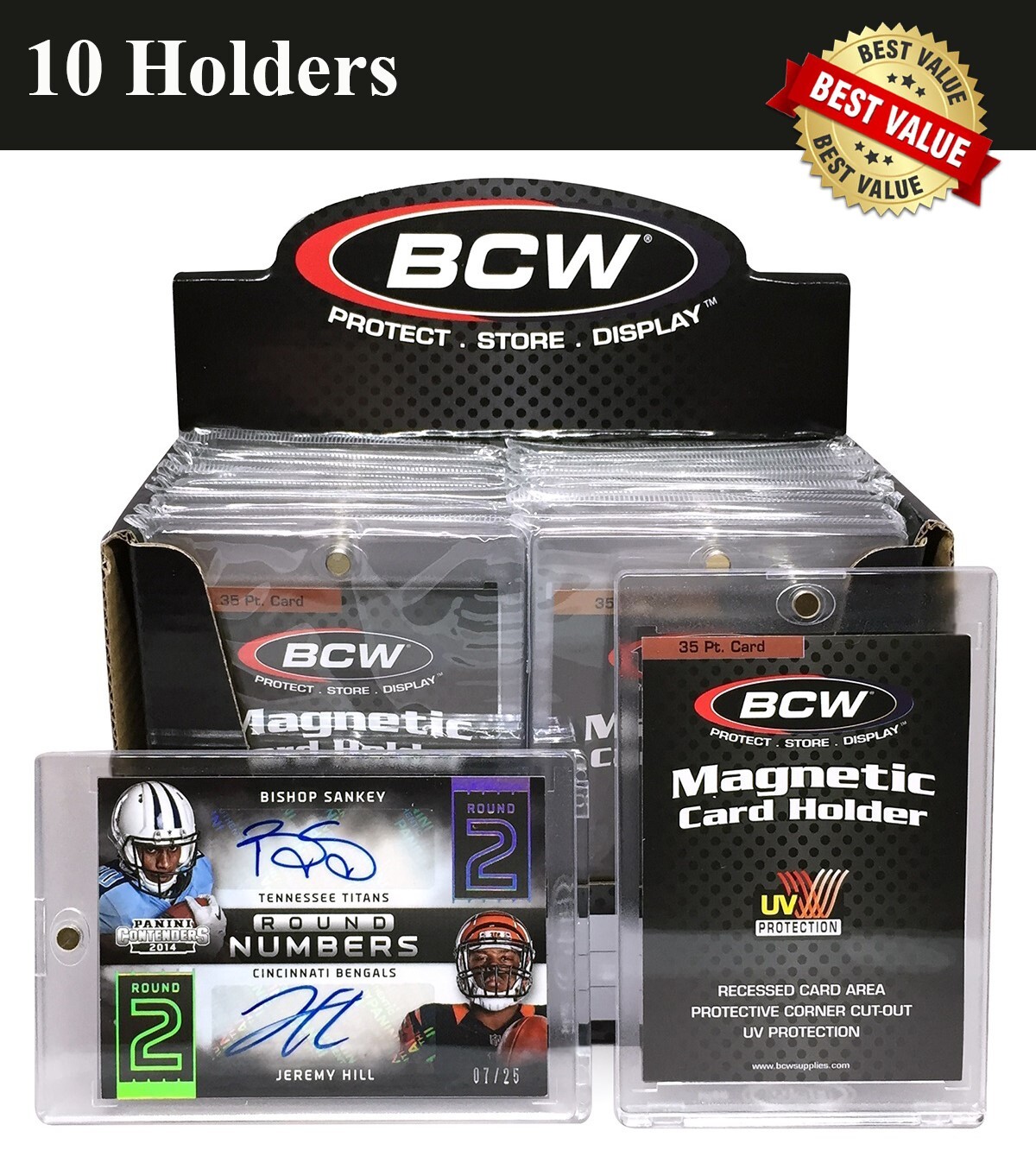 10 BCW Magnetic Card Holder 35 pt Recessed UV Protection 2 1/2 x 3 1/2 Inside