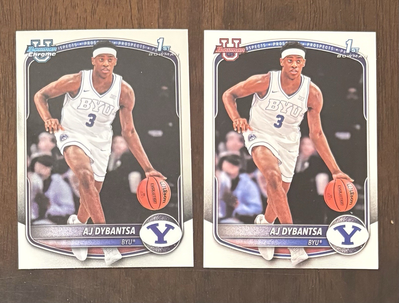 2025-26 Bowman Chrome AJ DYBANTSA -2 Card Lot 1st Bowman BPP-1 1st Chrome BCP-1