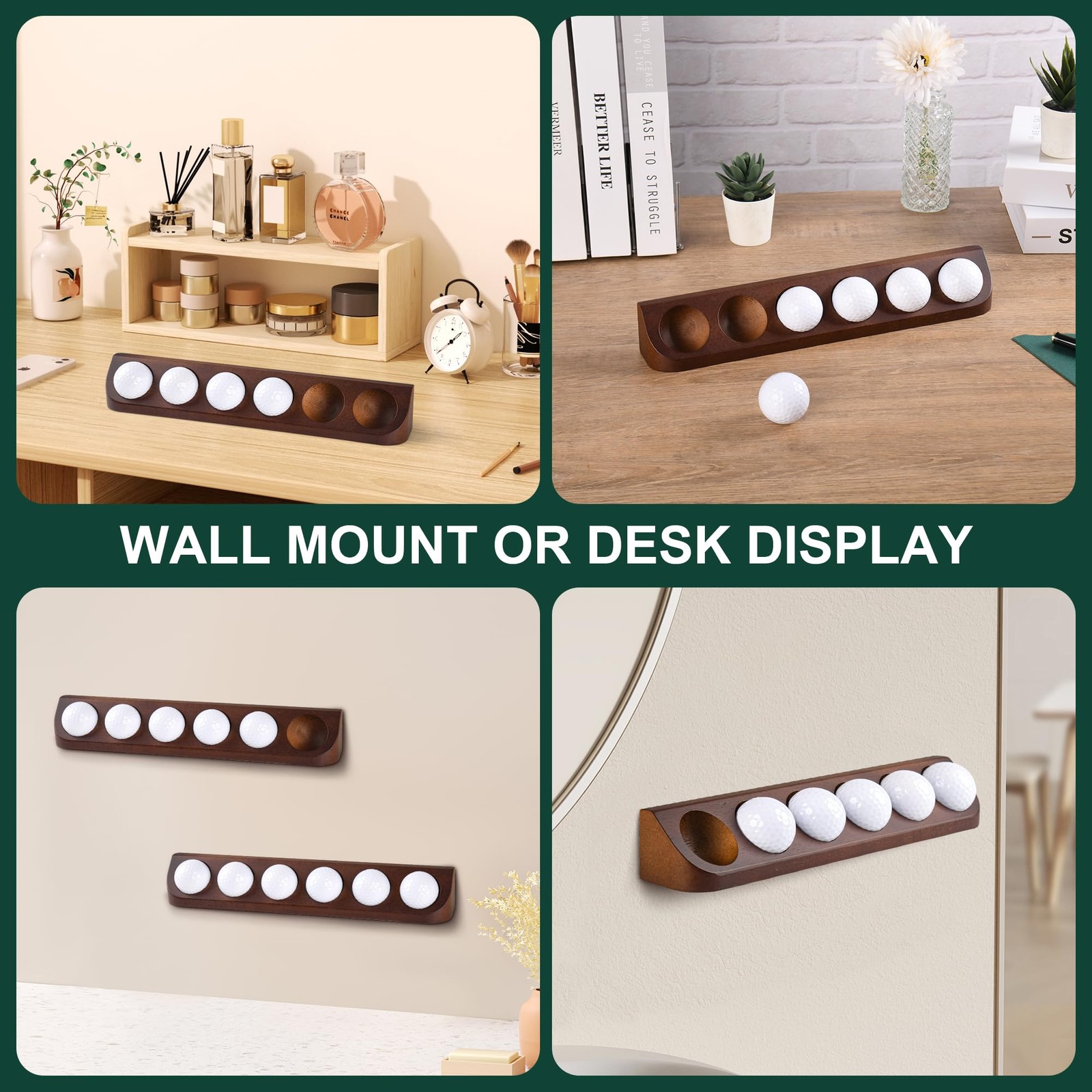 2 Pack Golf Ball Display Case Wall Mount For 12 Balls Tabletop Decor PC