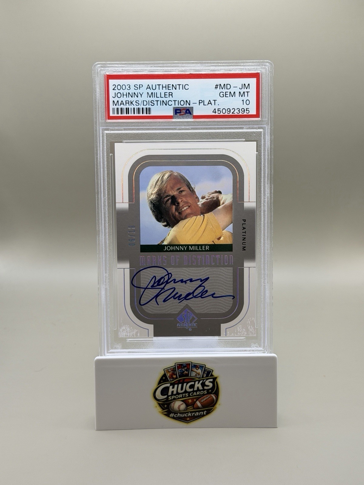 2003 SP Authentic Johnny Miller Platinum Auto /10 PSA 10 #MDJM