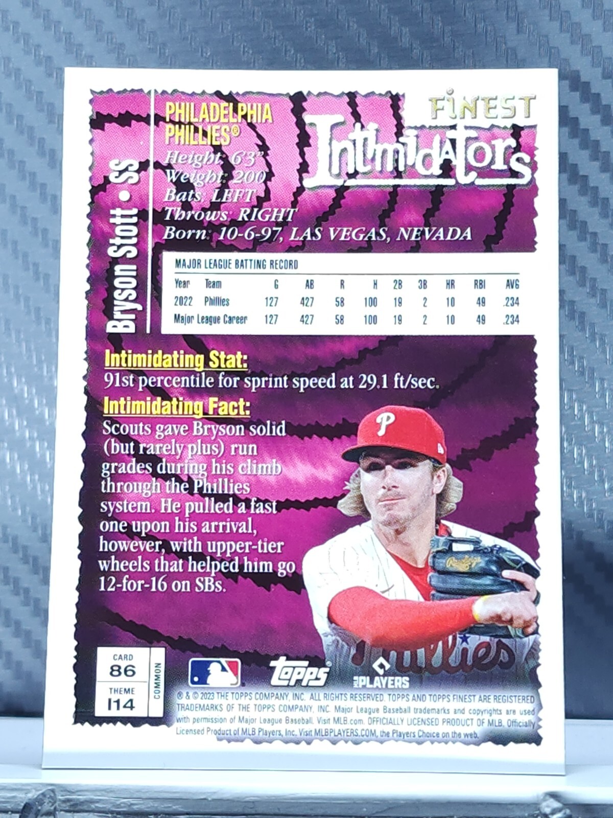 Bryson Stott 2023 Topps Finest Flashbacks #86 – Phillies