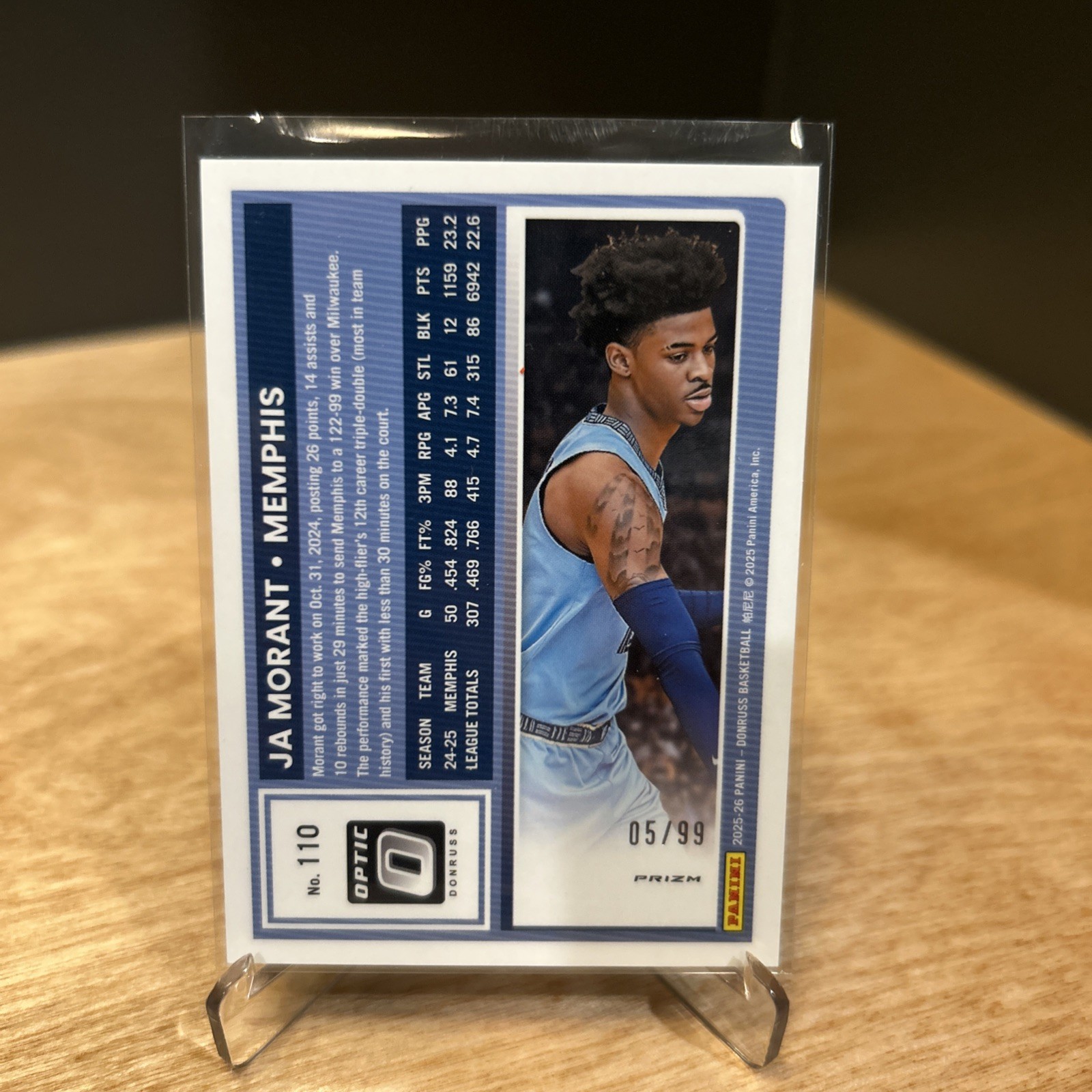 2025-26 Panini Donruss Ja Morant #110 Red Optic Prizm /99 Grizzlies