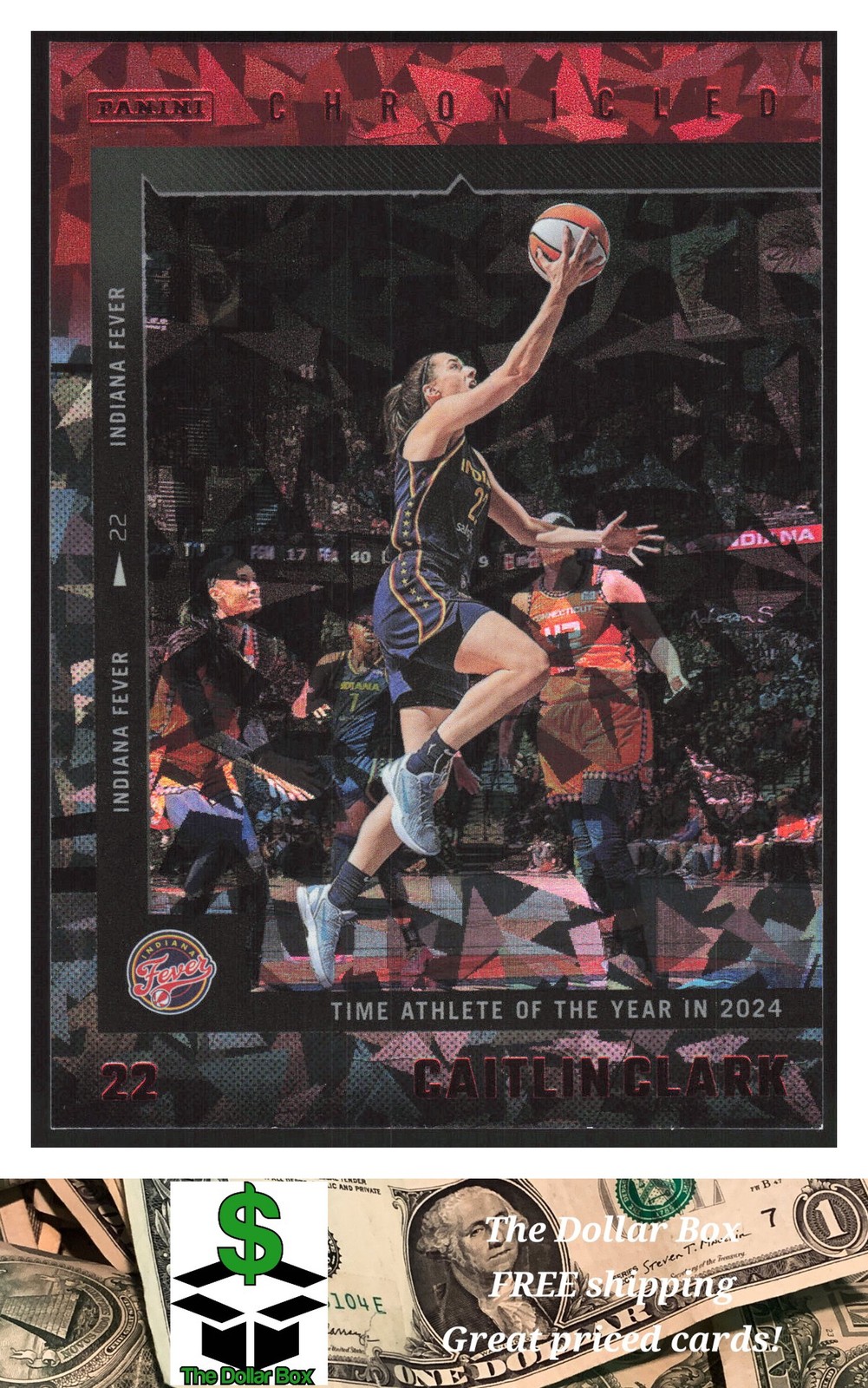 2025 Panini Caitlin Clark Chronicles Card #18 Chronicled CRACKED ICE RED FOIL