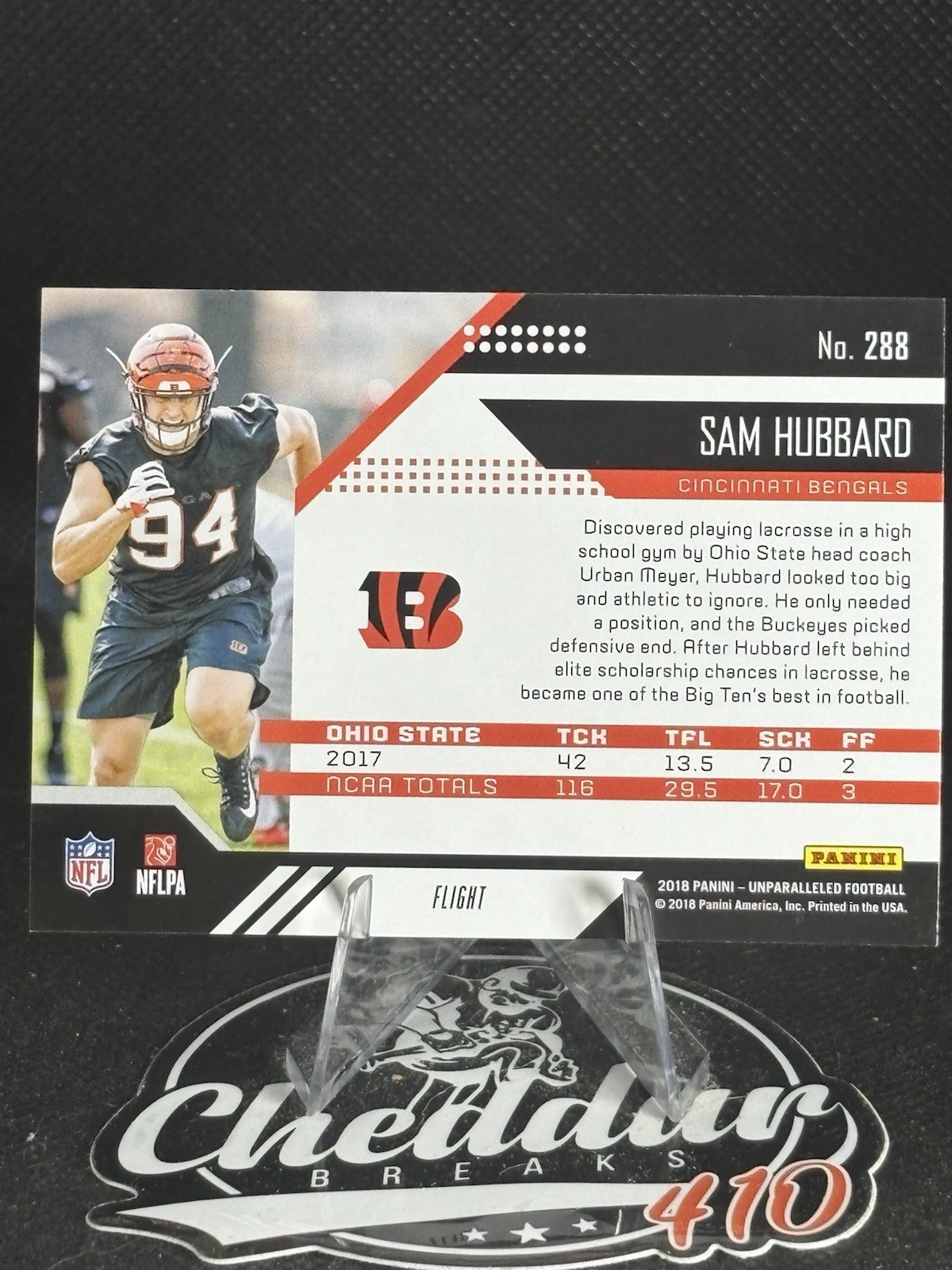 2018 Panini Unparalleled Flight #288 Sam Hubbard RC Rookie Bengals