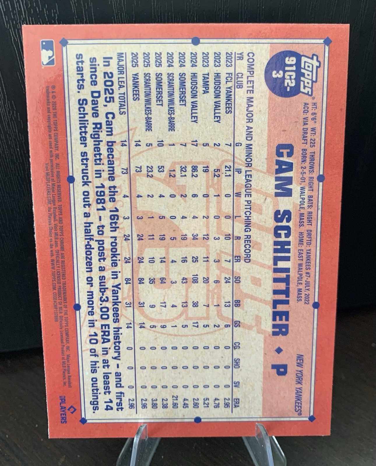 2026 Topps ’91 Topps Silver Pack Chrome Series 2 #91C23 Cam Schlittler