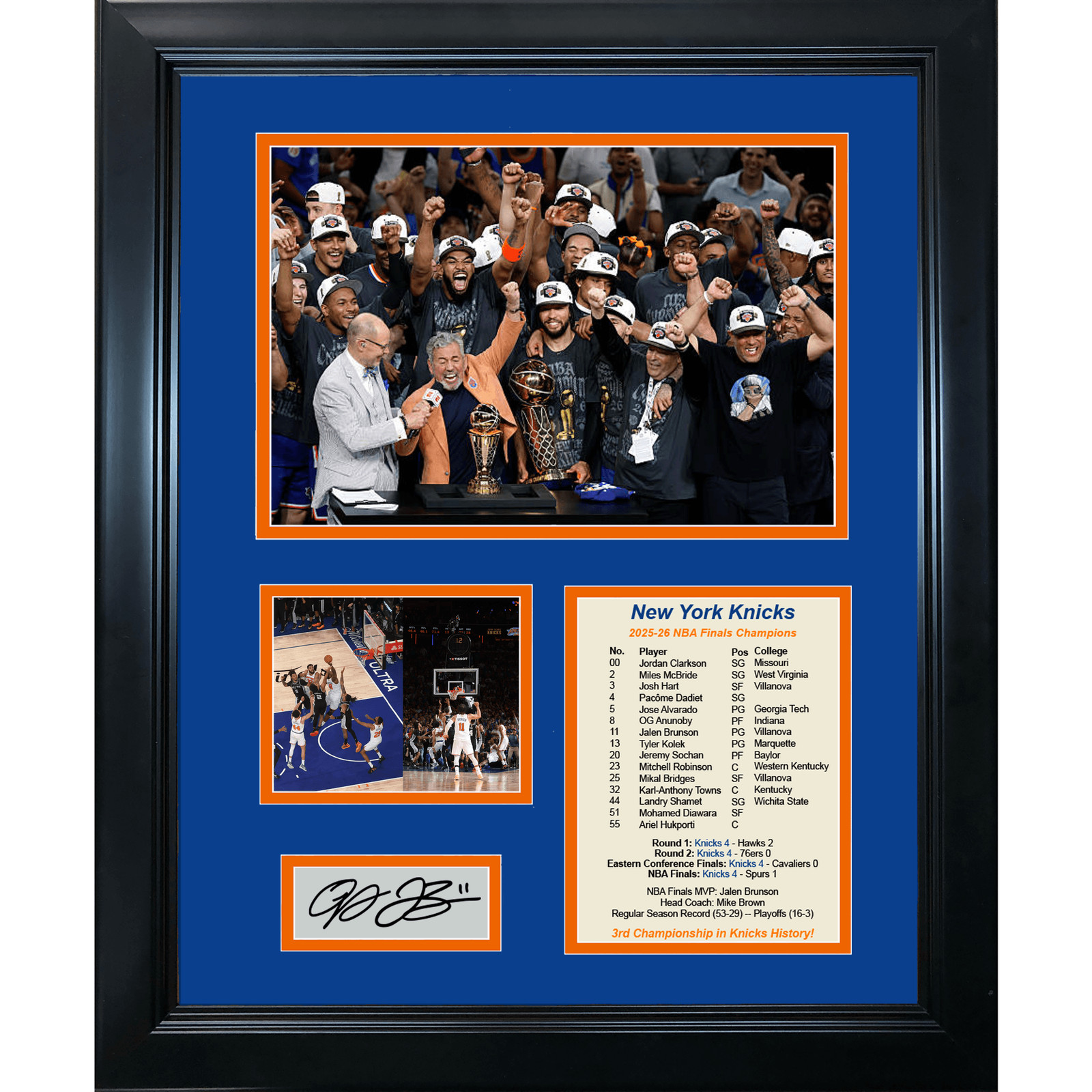 Framed NY Knicks 2025-2026 NBA Finals Jalen Brunson Facsimile Auto 11″x14″ Photo