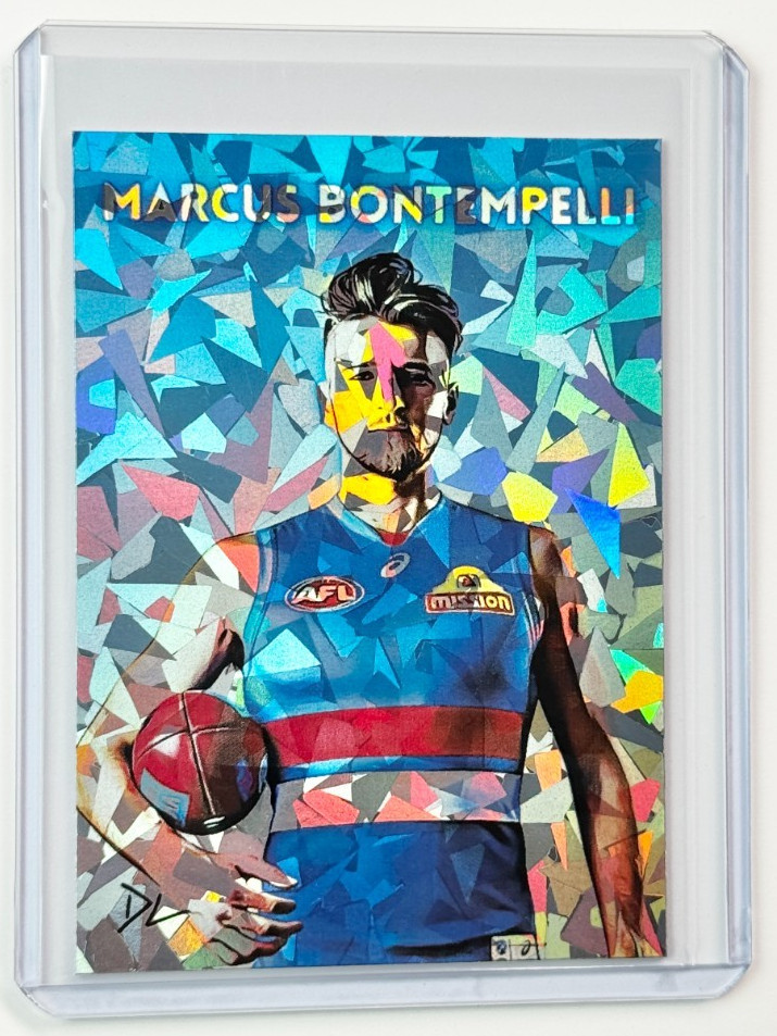 Marcus Bontempelli Limited Artist Signed Western Bulldogs AFL Refractor Card 1/1