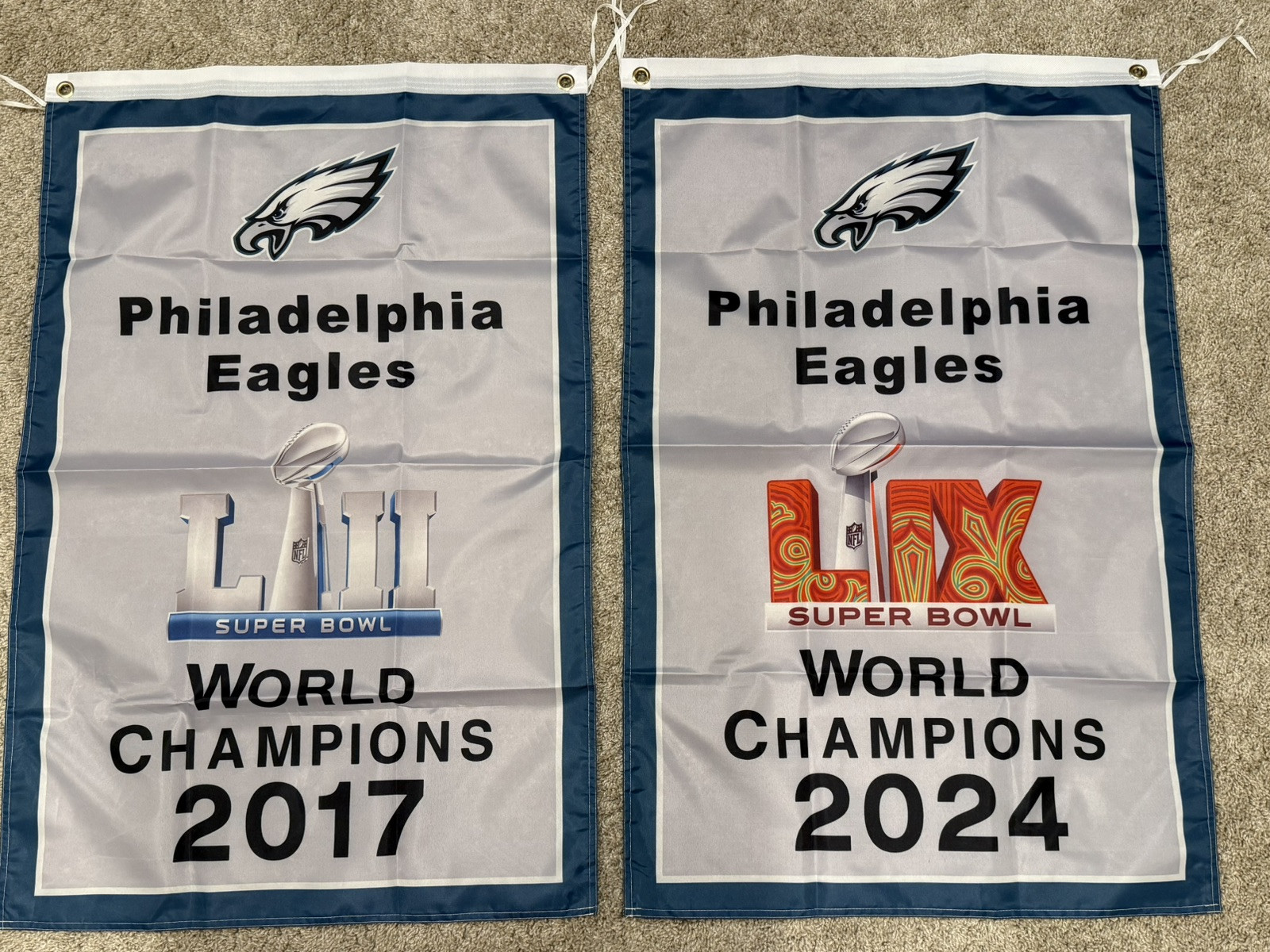 Philadelphia Eagles Super Bowl Champions Complete Set Banners/Flags 2’ x 3’