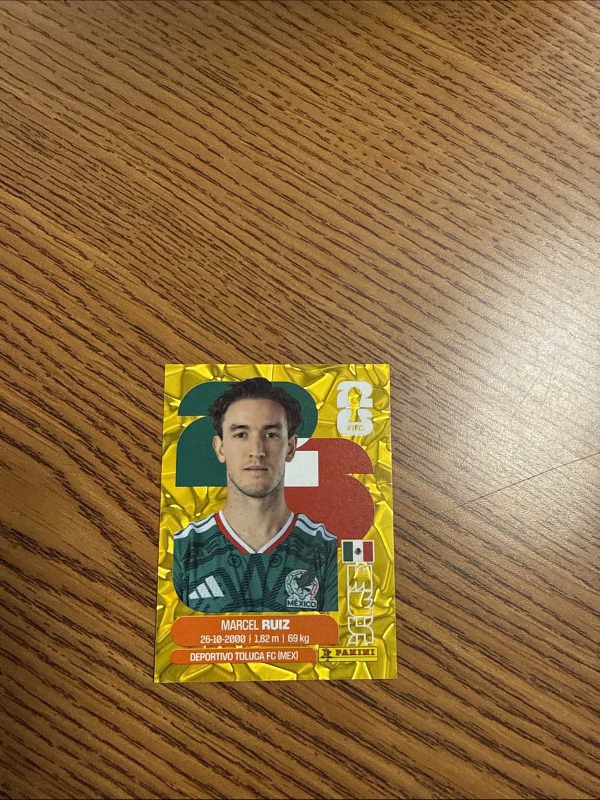 2026 Panini FIFA World Cup Sticker Gold Flood Crumple Marcel Ruiz #MEX12 Foil