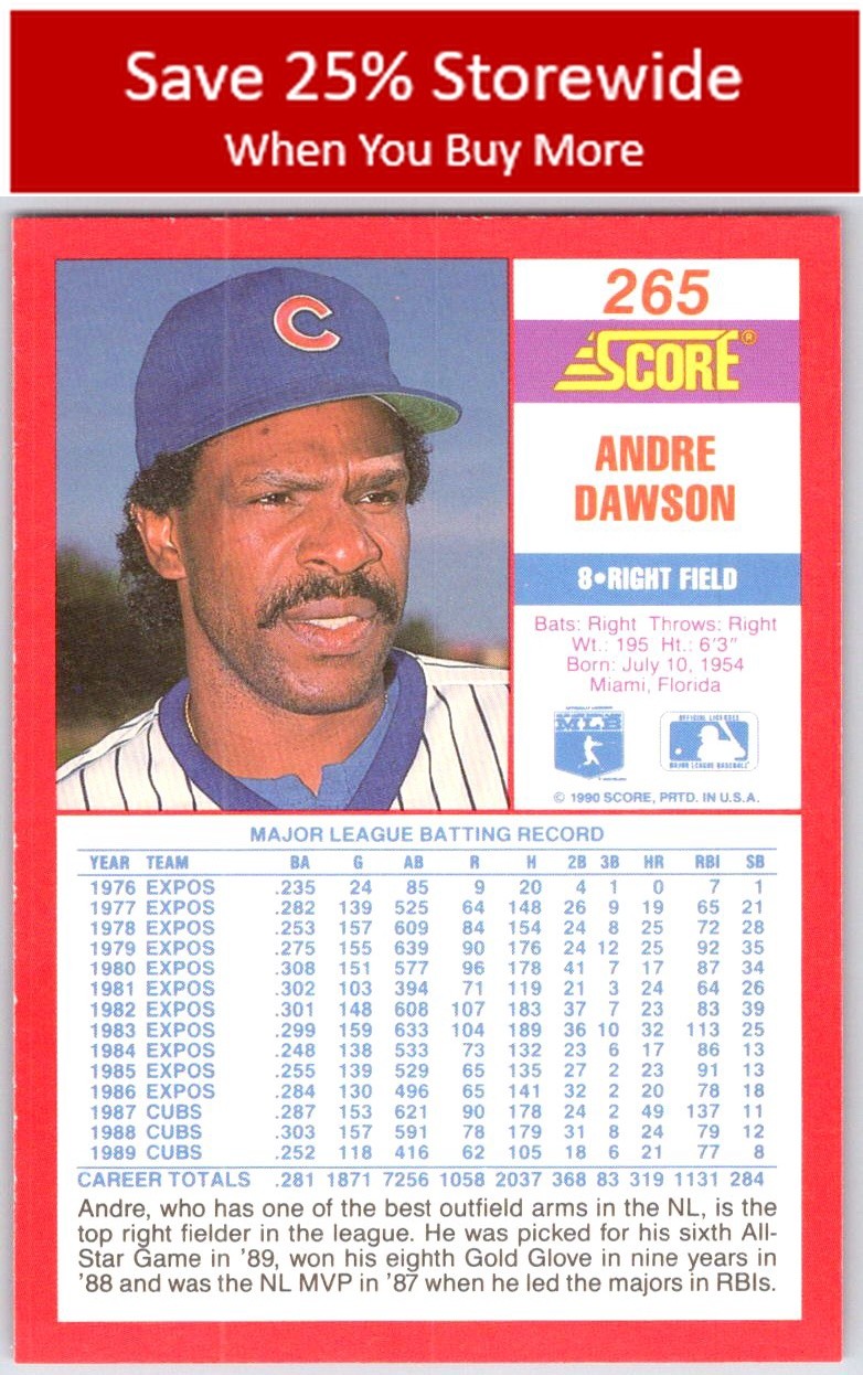 Andre Dawson 1990 Score #265 Chicago Cubs