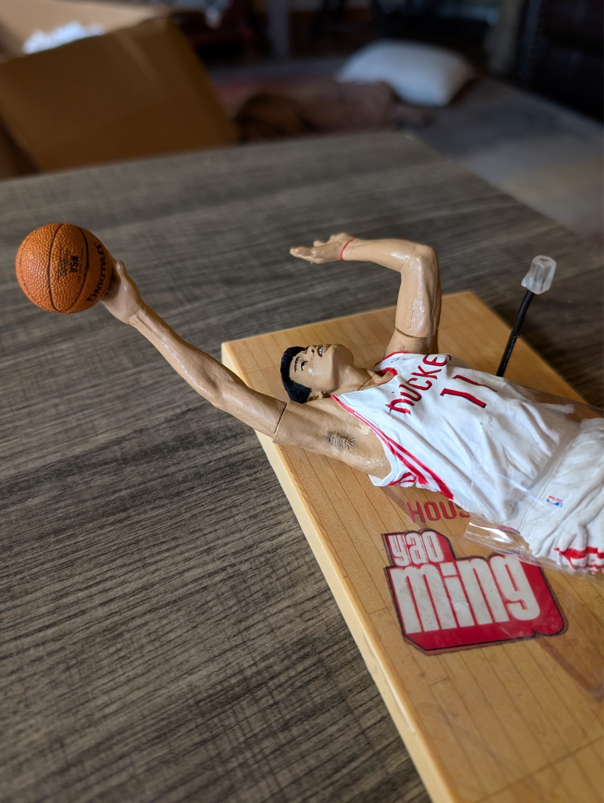 McFarlane Series 5 NBA Yao Ming Rockets White Jersey Action Figure with back rod