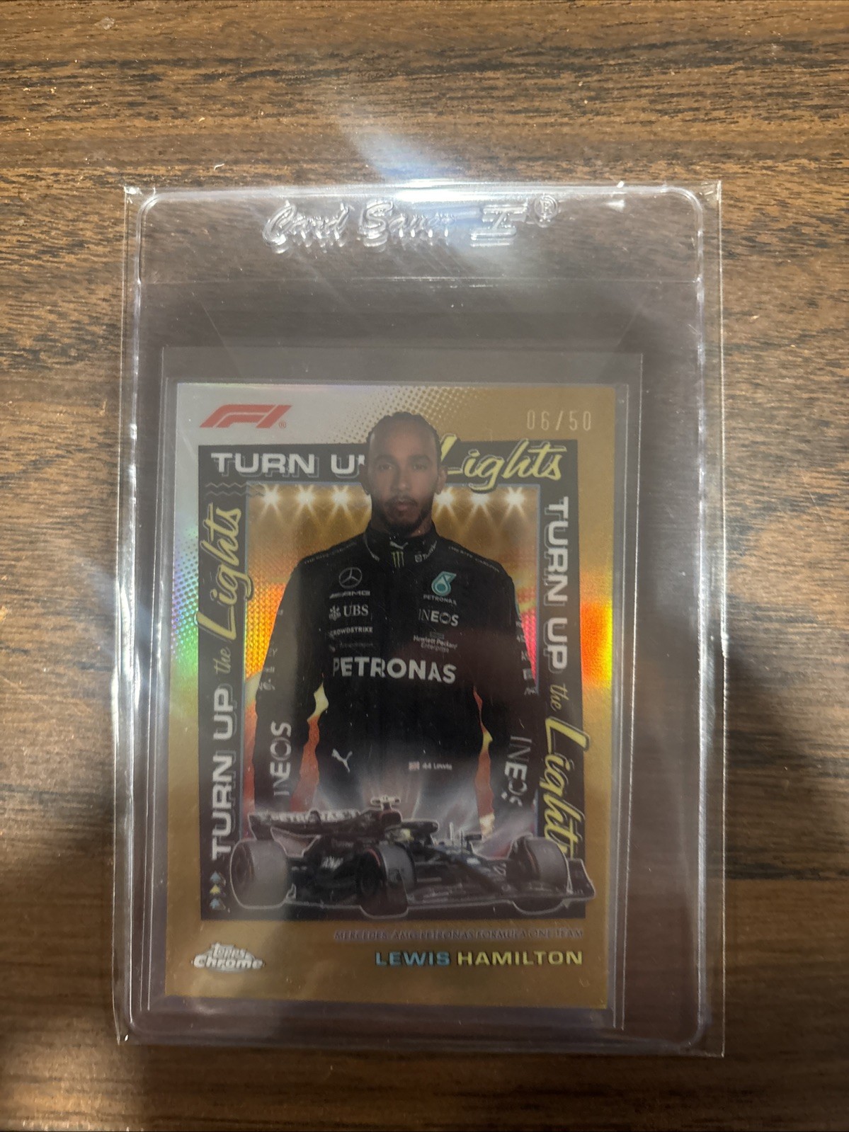 2023 Topps Chrome Formula 1 Lewis Hamilton Turn Up The Lights Gold /50 SP
