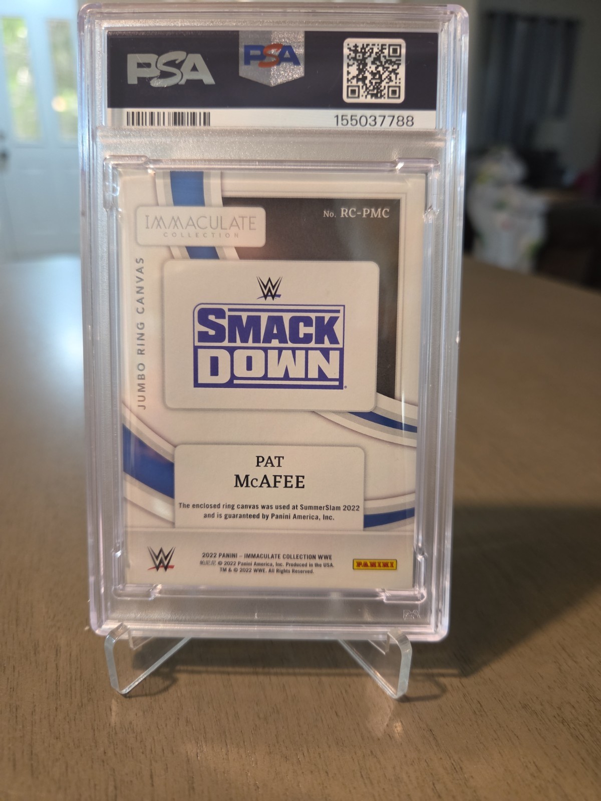 2022 Panini Immaculate WWE Jumbo Ring Canvas Pat McAfee Summerslam PSA 10 /99