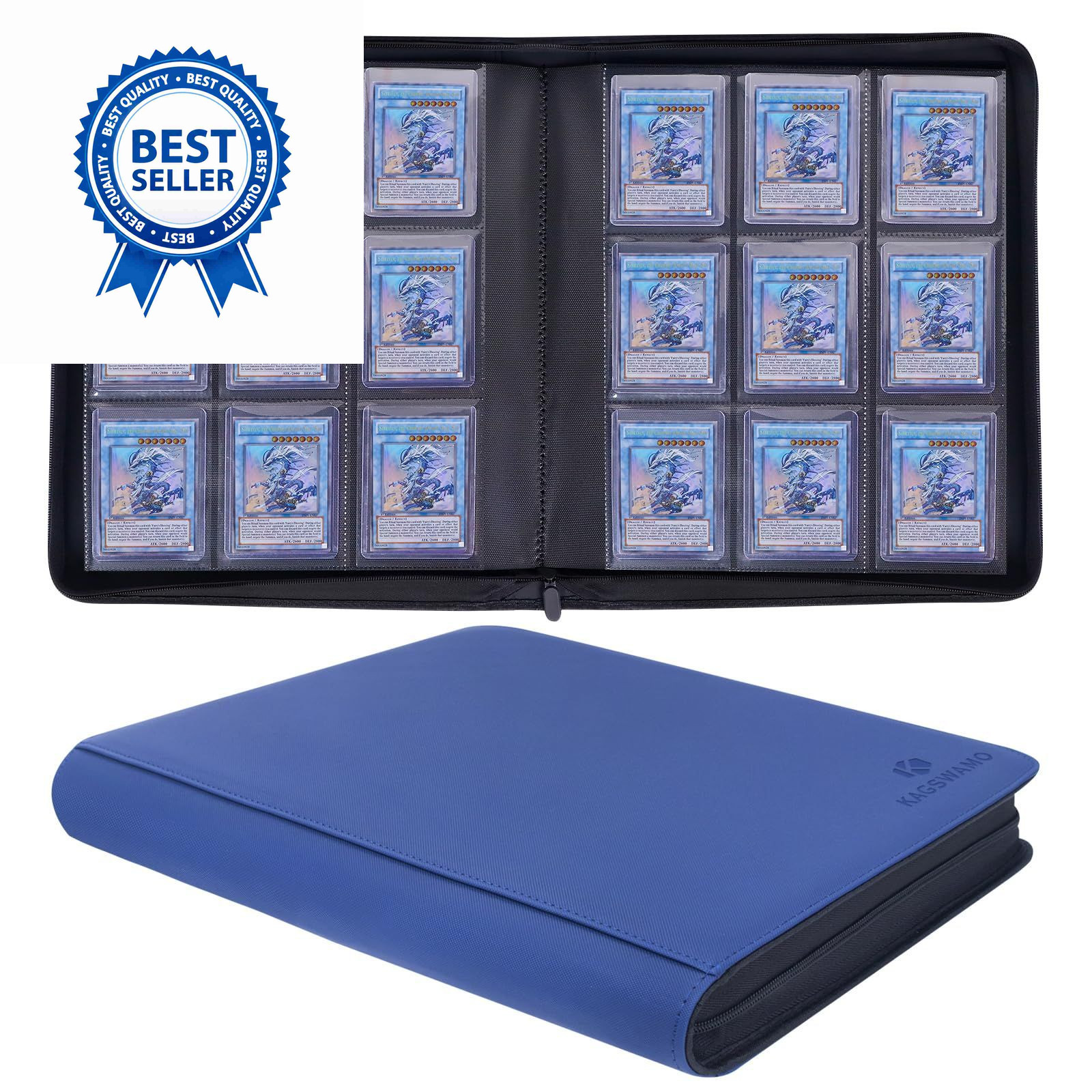 KAGSWAMO Toploader Binder, Holds 324 Toploaders, 9 16″L x 14″W x 2.9″H, Blue