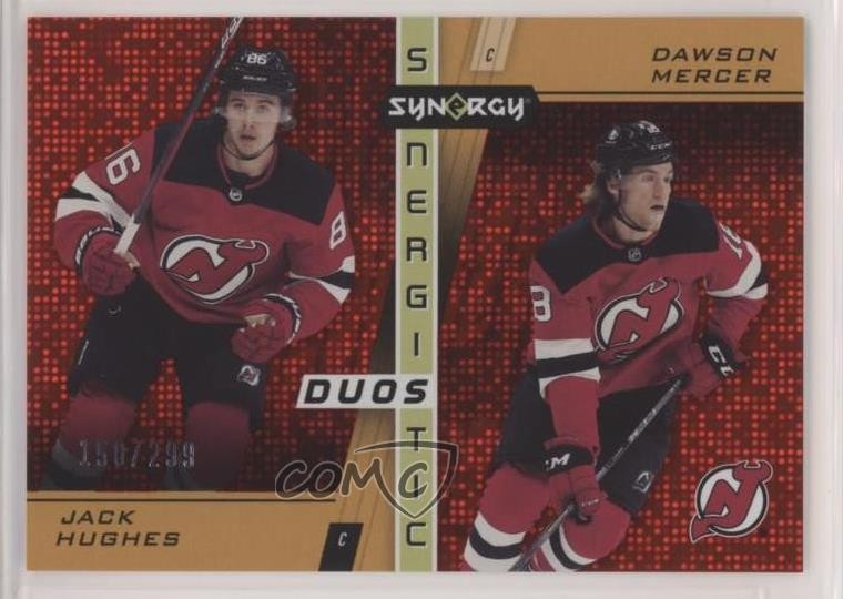 2021-22 Upper Deck Synergy Red 150/299 Jack Hughes Dawson Mercer #SD-17 RC 14sr