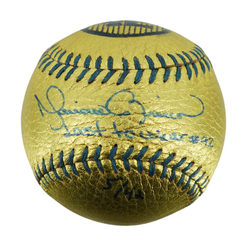 Mariano Rivera Yankees Autographed Inscribed Gold Baseball LE of 42 (CX Auth)