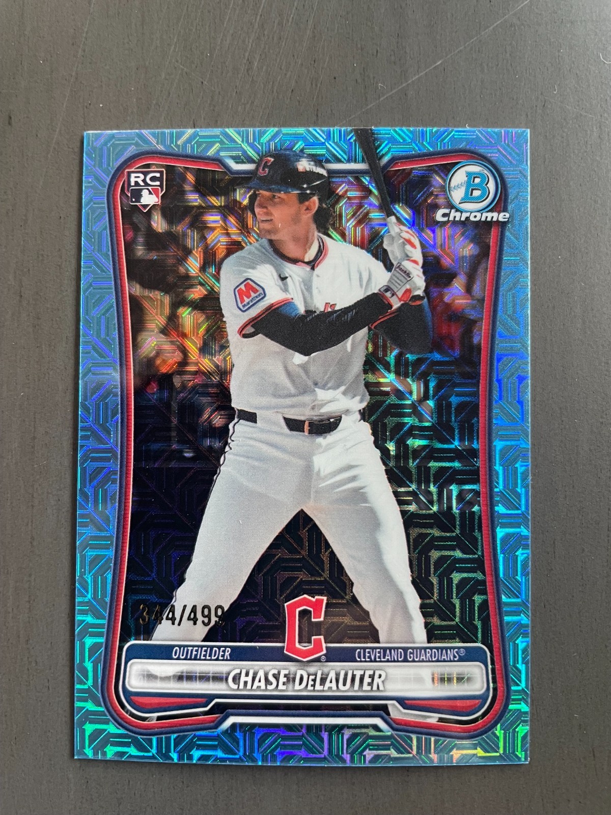 2026 Bowman Chrome Chase DeLauter RC Sky Blue Mojo Refractor #344/499 Free Ship!