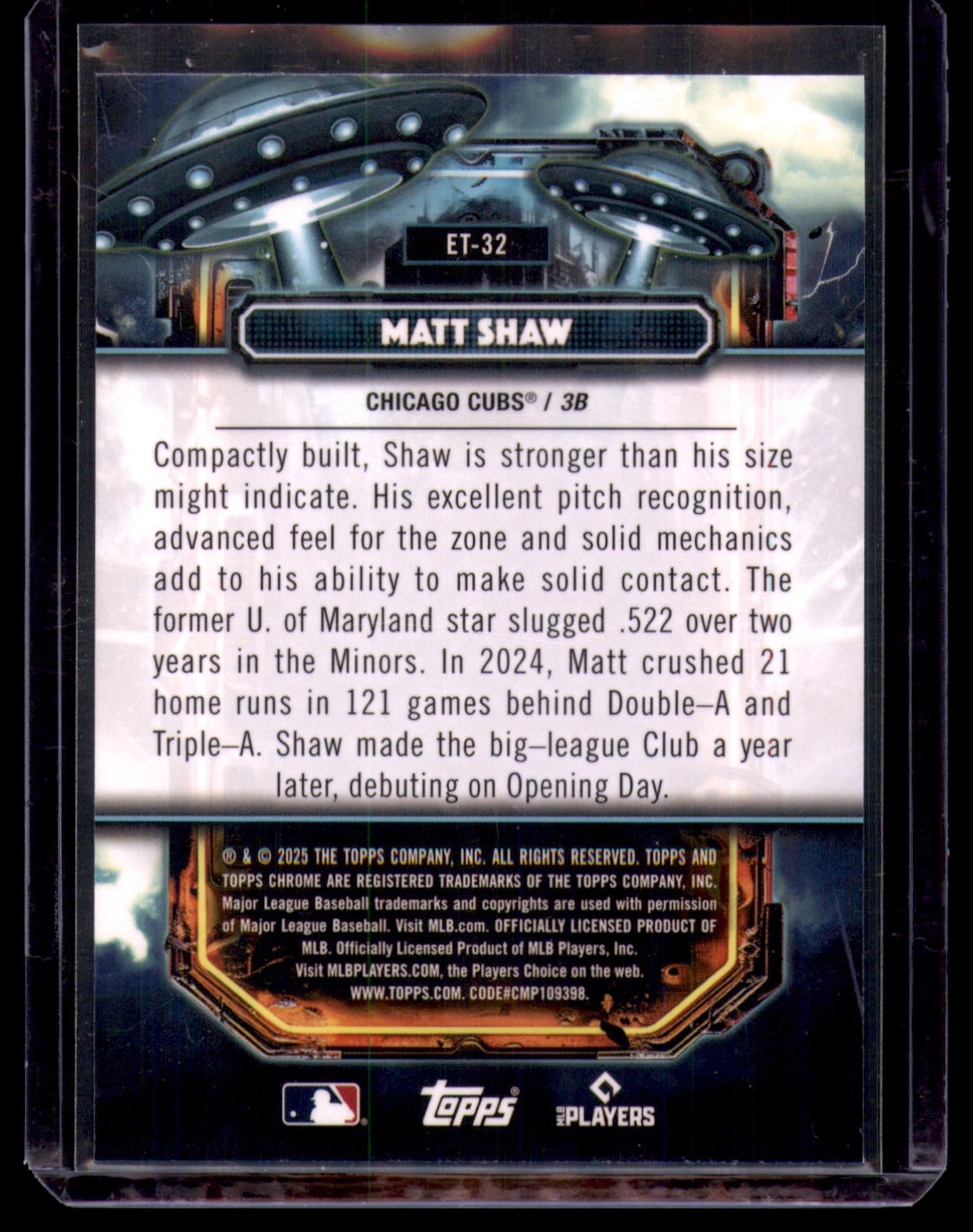 2025 Topps Chrome Cosmic Matt Shaw Rookie Extraterrestrial Talent #ET-32 Cubs
