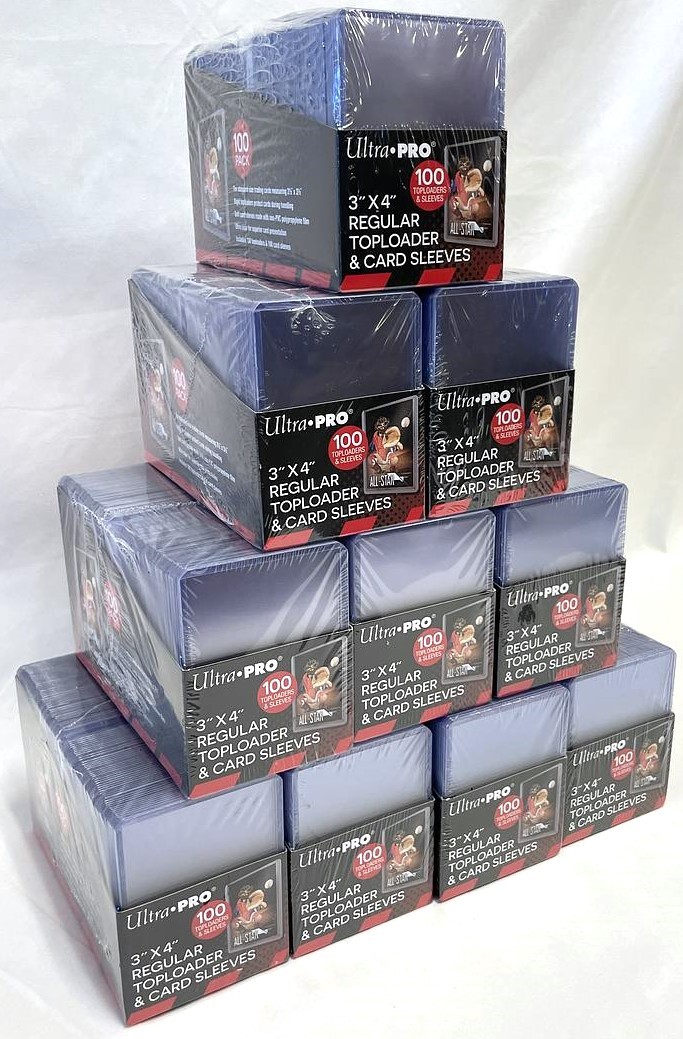 NEW 1000 Ultra Pro 3×4″ Regular Toploaders + Card Sleeves Holder 83648 FULL CASE