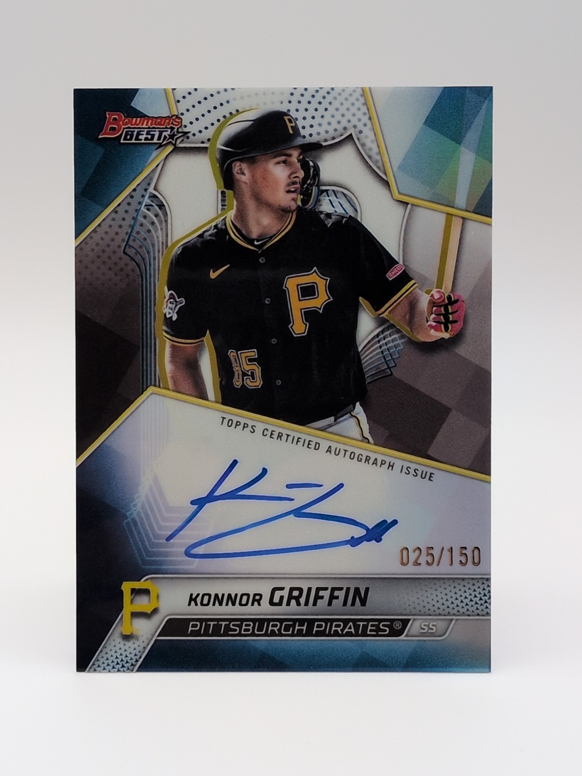 Konnor Griffin 2025 Bowman’s Best Auto Blue Refractor #25/150 Pirates #B25-KG