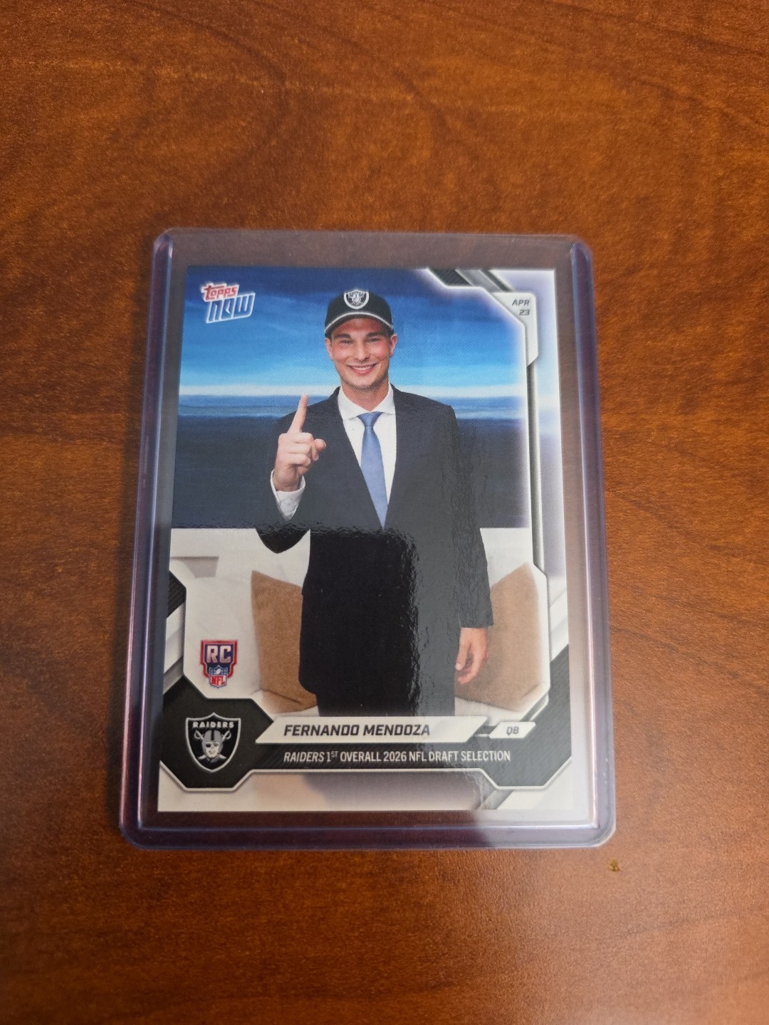 2026 Topps Now, Fernando Mendoza #FMEN, Las Vegas Raiders 1st Overall Draft Pick