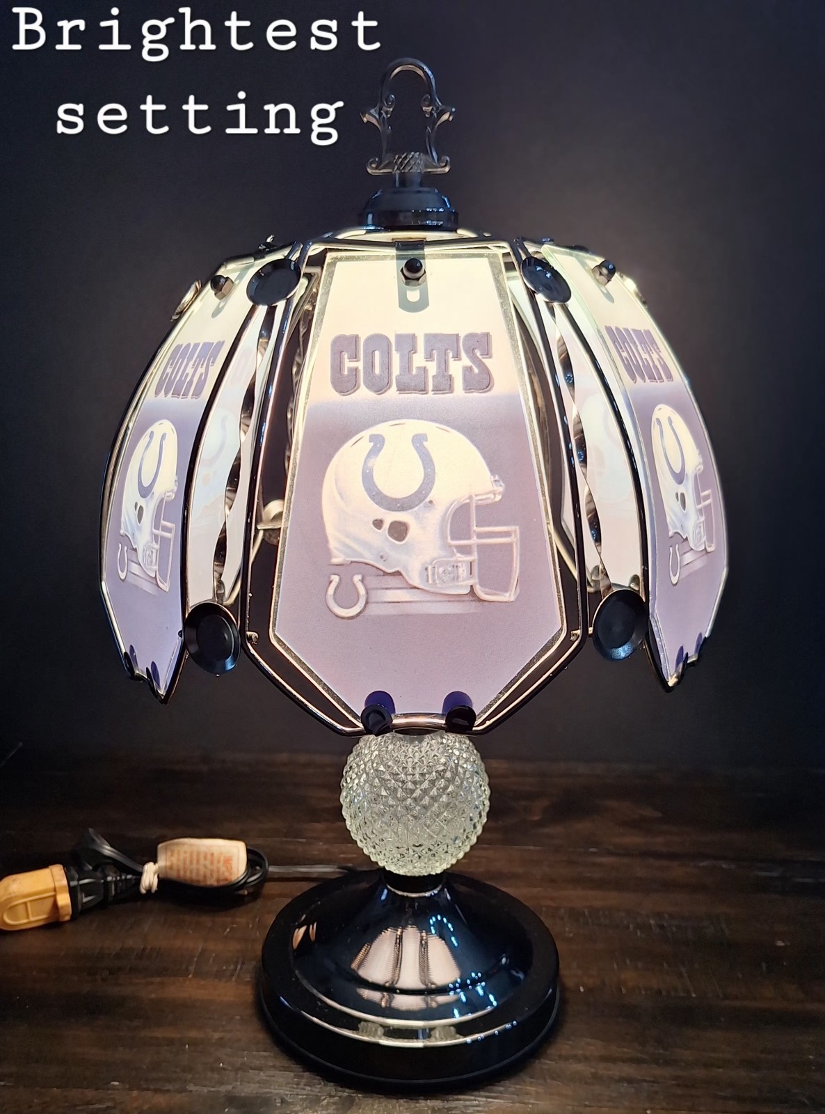 16″ NFL INDIANAPOLIS COLTS TOUCH LAMP Glass/metal Panels – Man Cave/Bar/Football