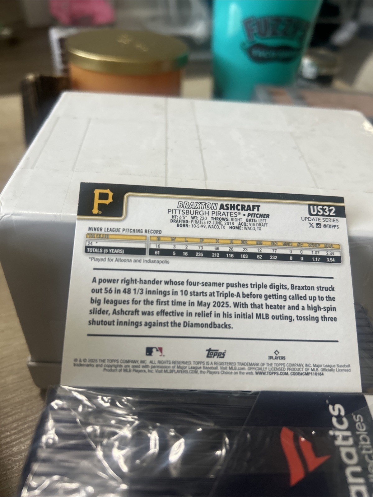 2025 Topps Update Series – Braxton Ashcraft #US32 Holiday Orange & Black Foil RC
