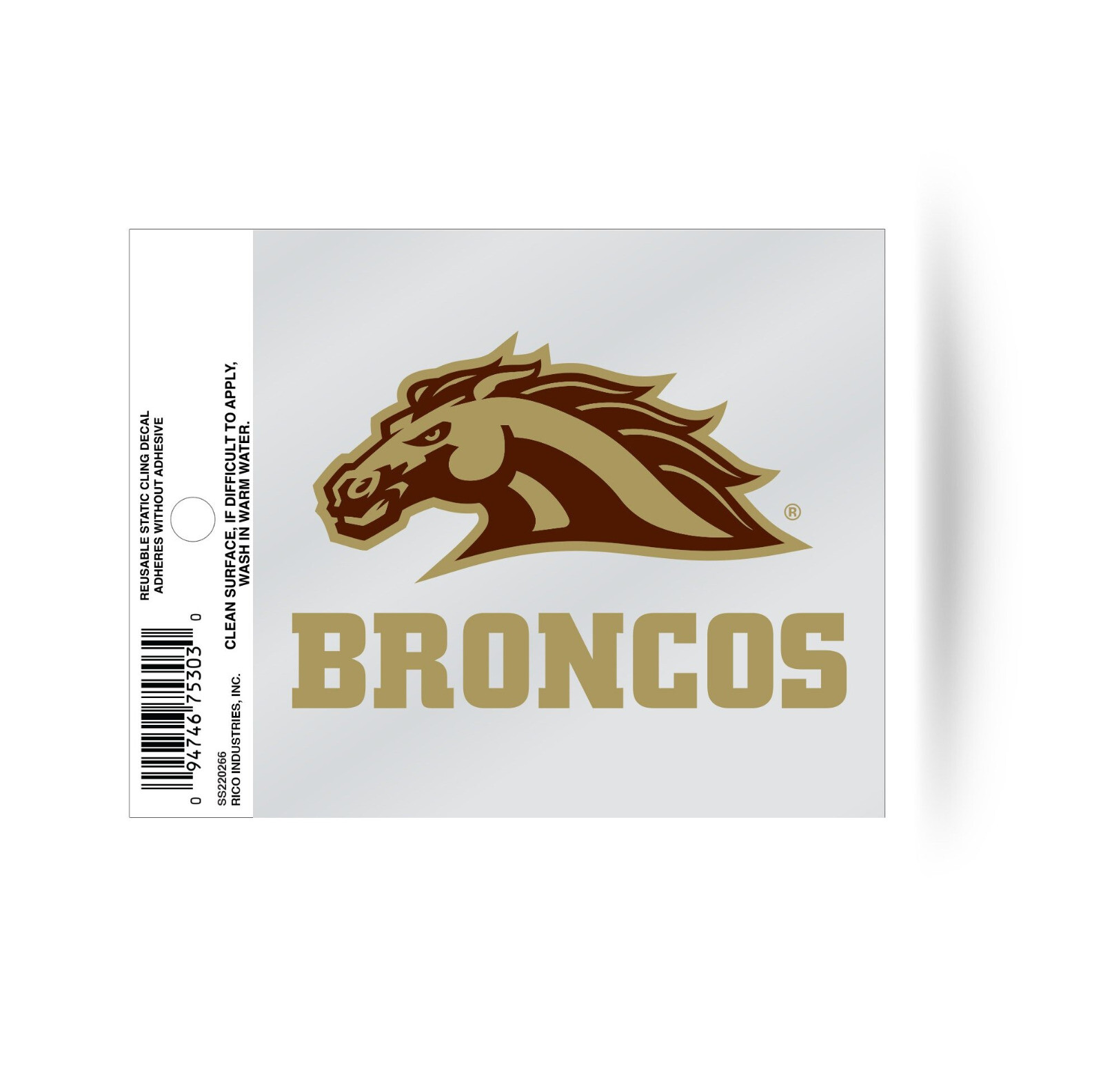 Western Michigan Broncos Static Cling Sticker NEW!! Window or Car! 3×4 Inches