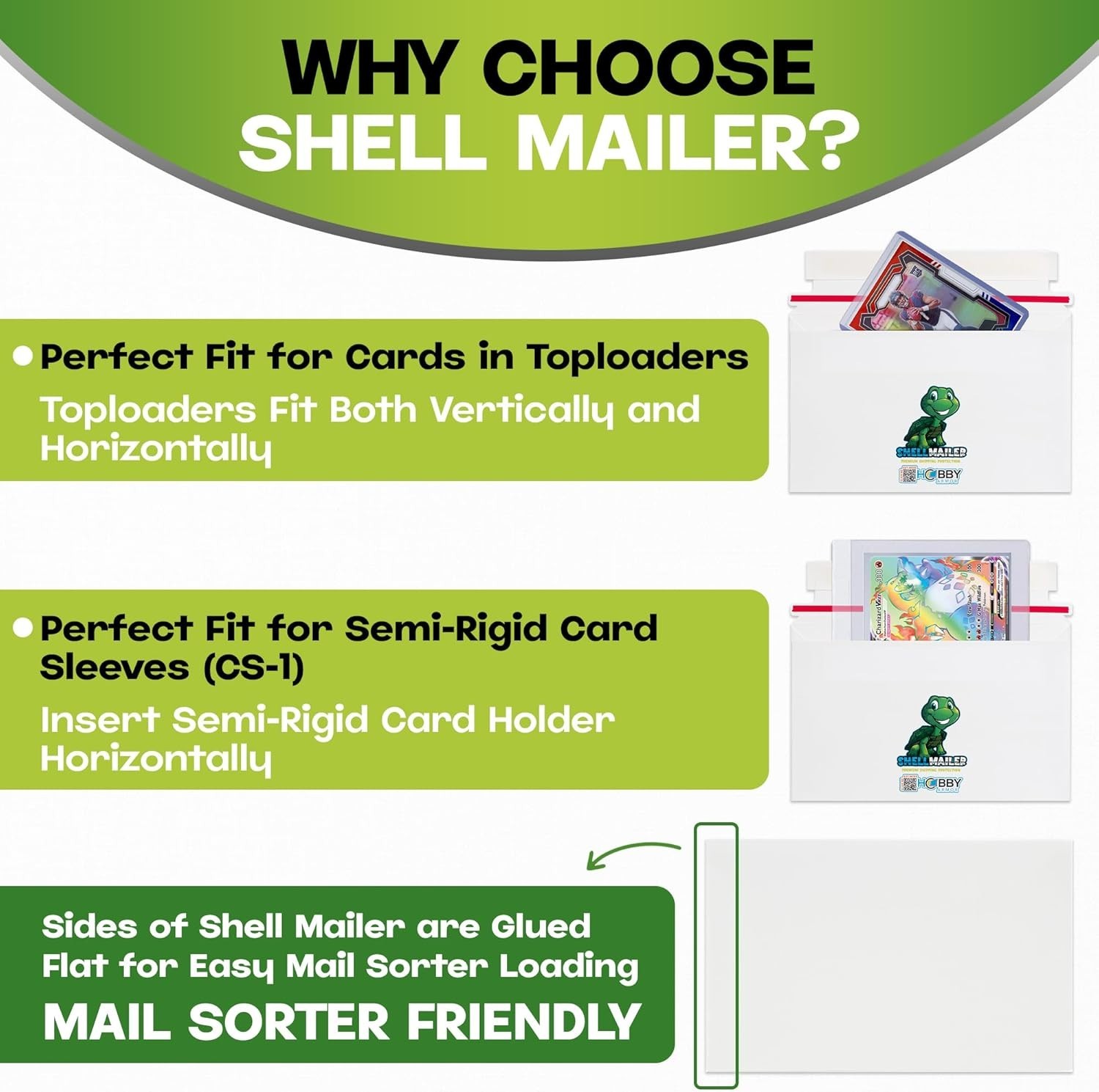 100 Pack Shell Mailer Trading Card Envelopes by , 7″ x 4.35″ 100 Pack – Turtle