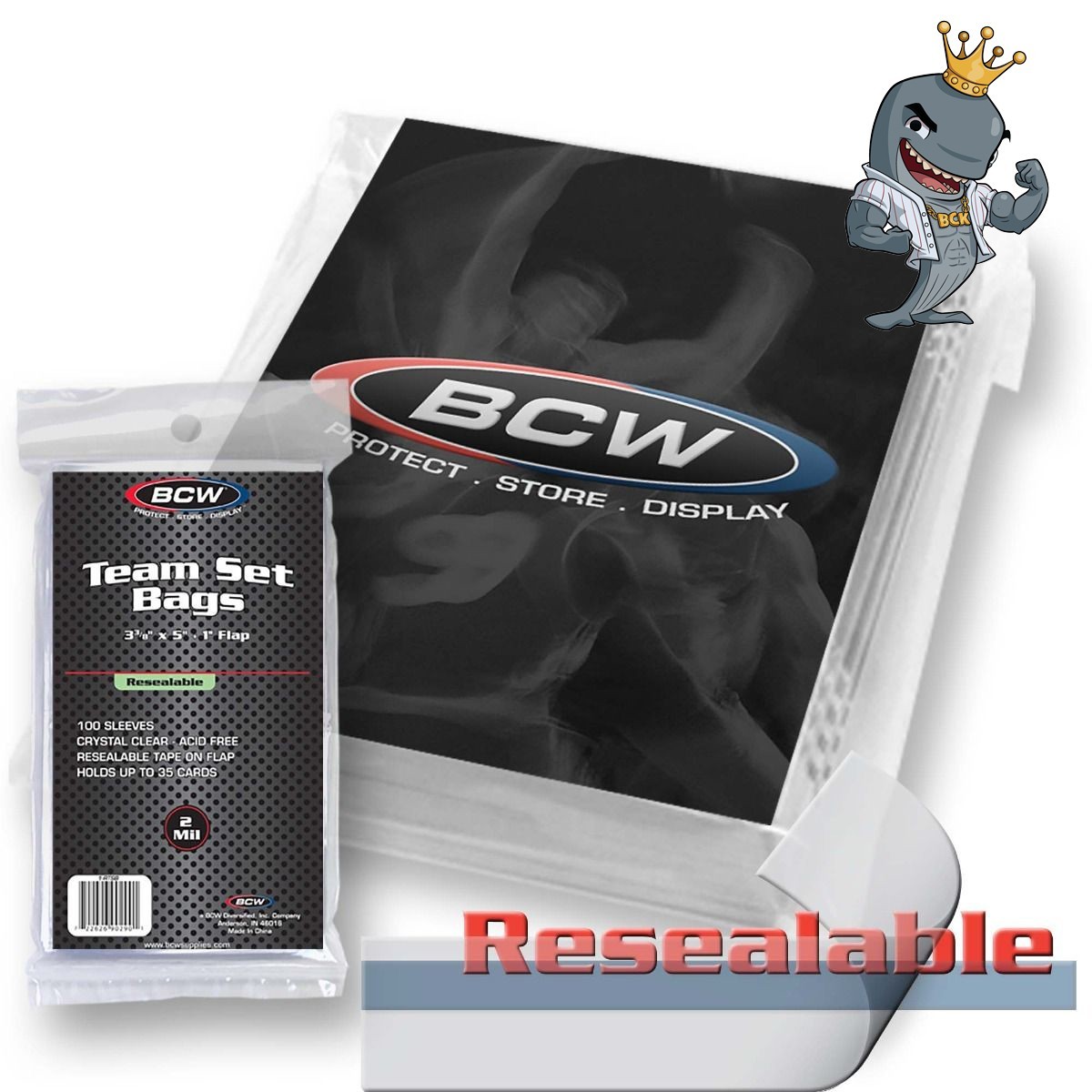 BCW Resealable Team Set Bags 100ct Pack FREE SHIP