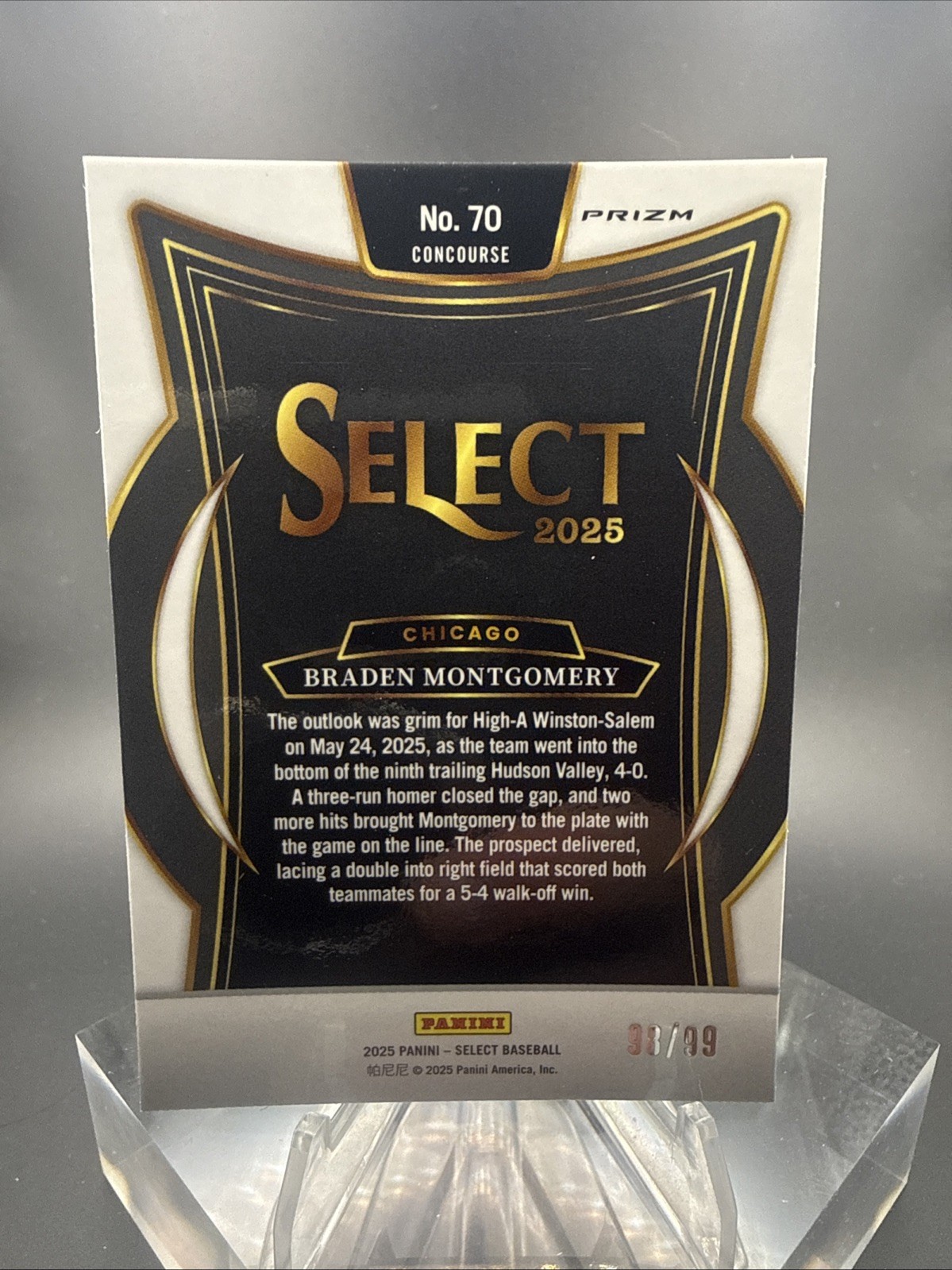 2025 Panini Select Braden Montgomery Concourse WHITE PRIZM SP 98/99 White Sox RC