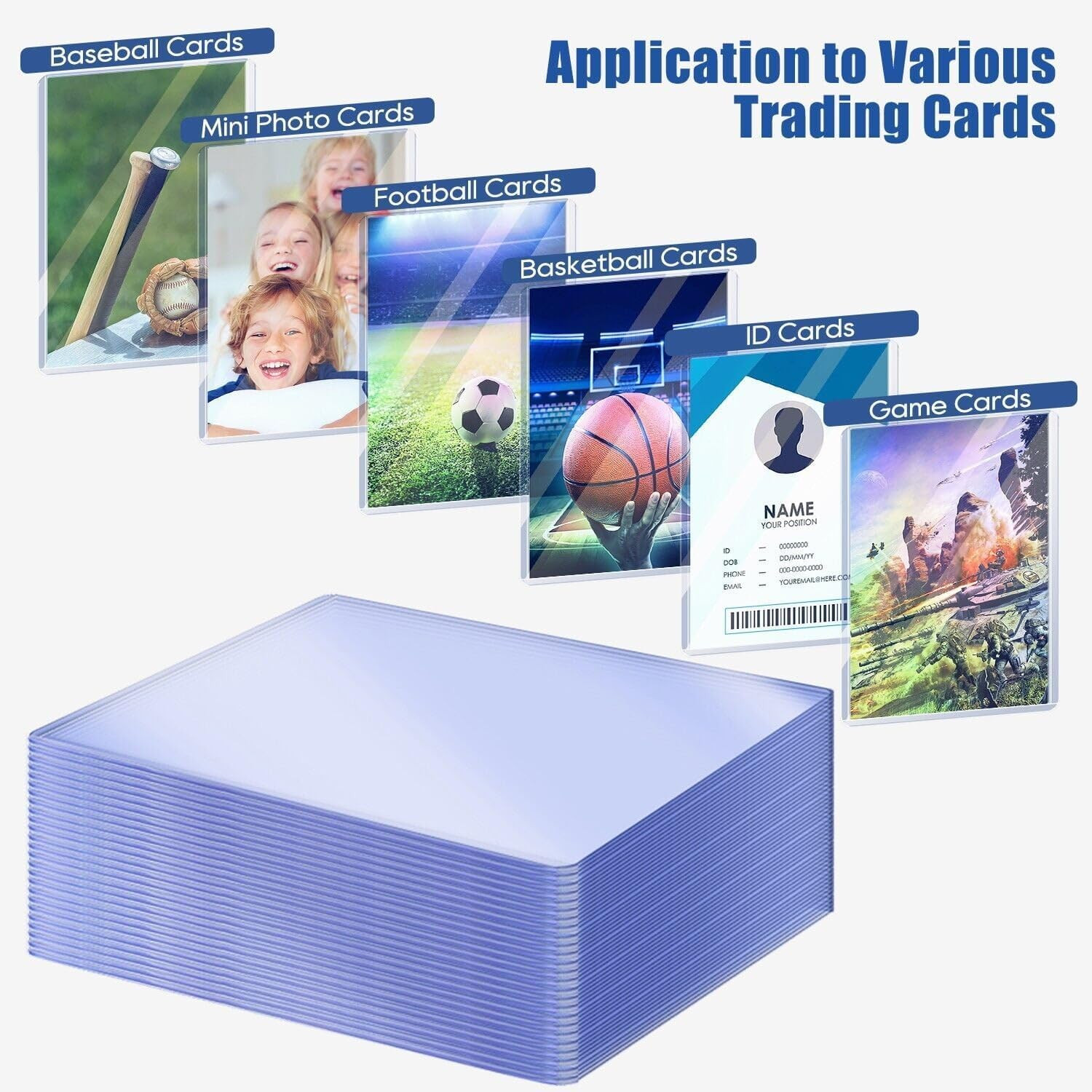 (1000 PCS Toploader+1000 PCS Penny Sleeves) Premium Hard Plastic Card Protectors