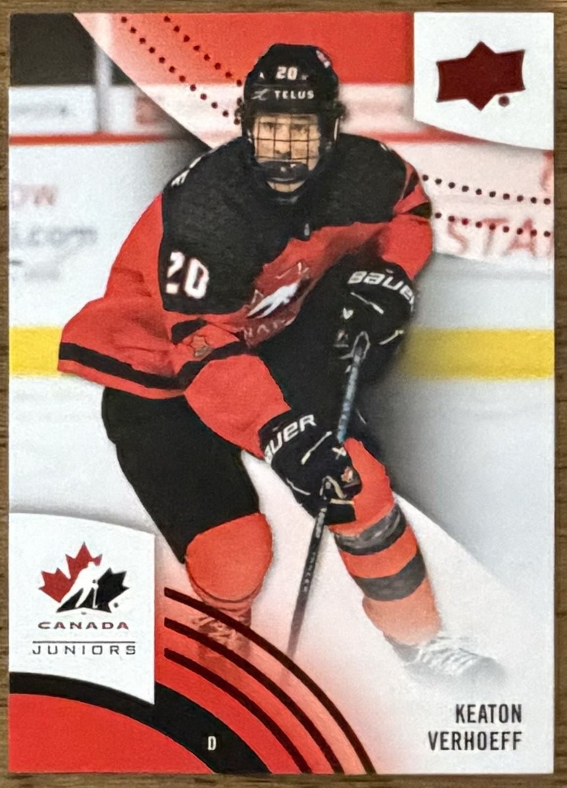 Keaton Verhoeff Rookie 2025 Upper Deck Team Canada Juniors #12 Red Foil (RC)