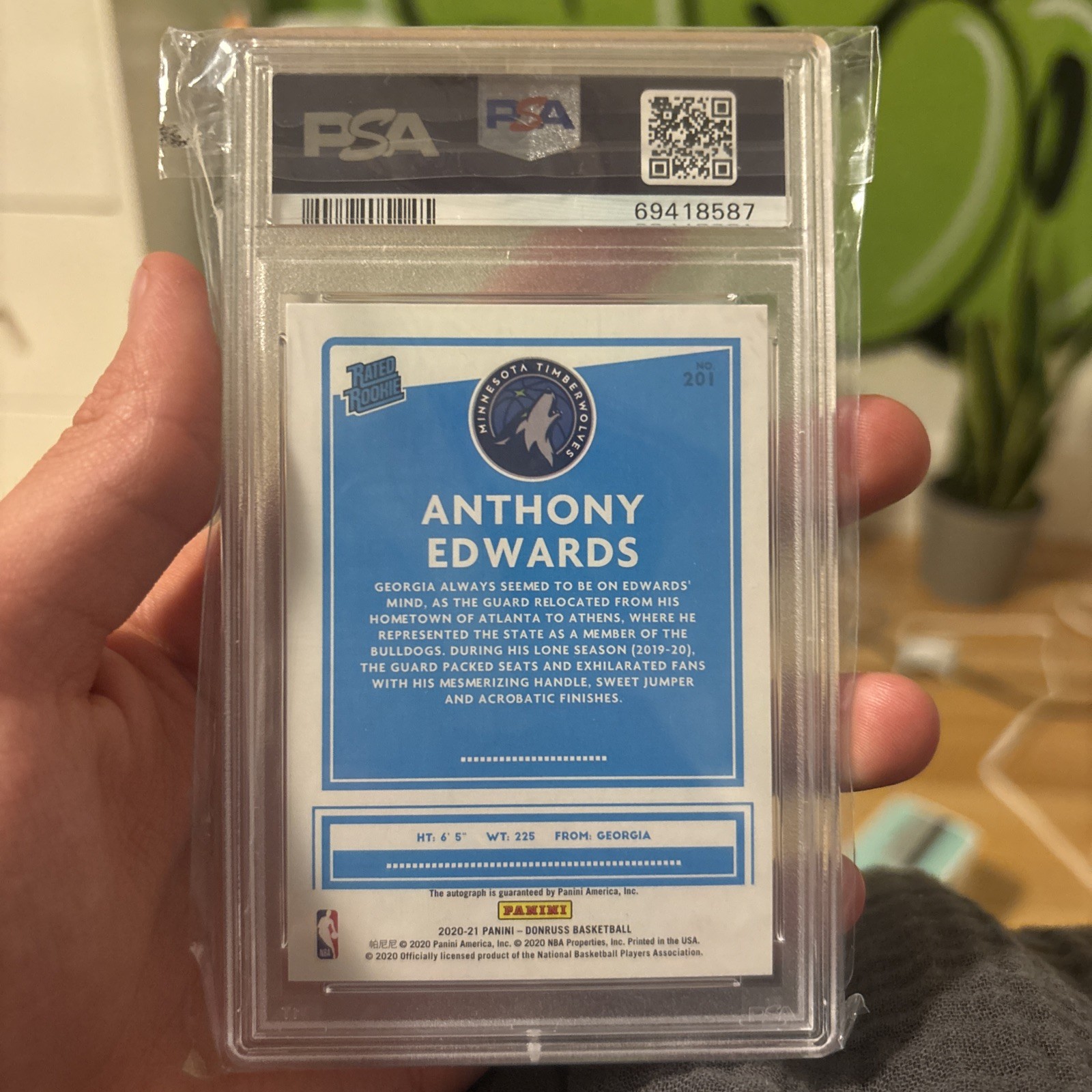 Anthony Edwards green/yellow Rated Rookie Auto PSA 10 auto 10 NBA chaser Read de