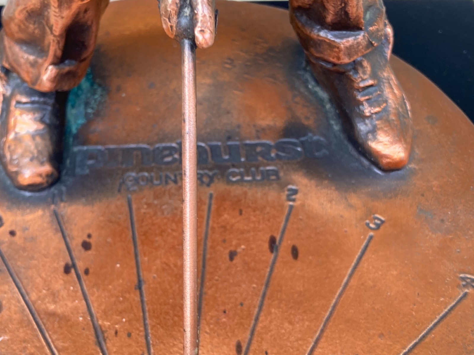 VINTAGE PINEHURST CC PUTTER BOY SUNDIAL SOLID BRONZE 9″x10″ BALFOUR GOLF TROPHY