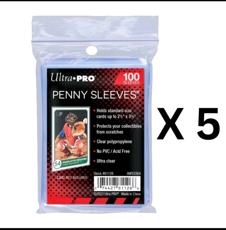 (5) 100 Count Ultra PRO 2.5″ x 3.5″ Penny Sleeves Standard