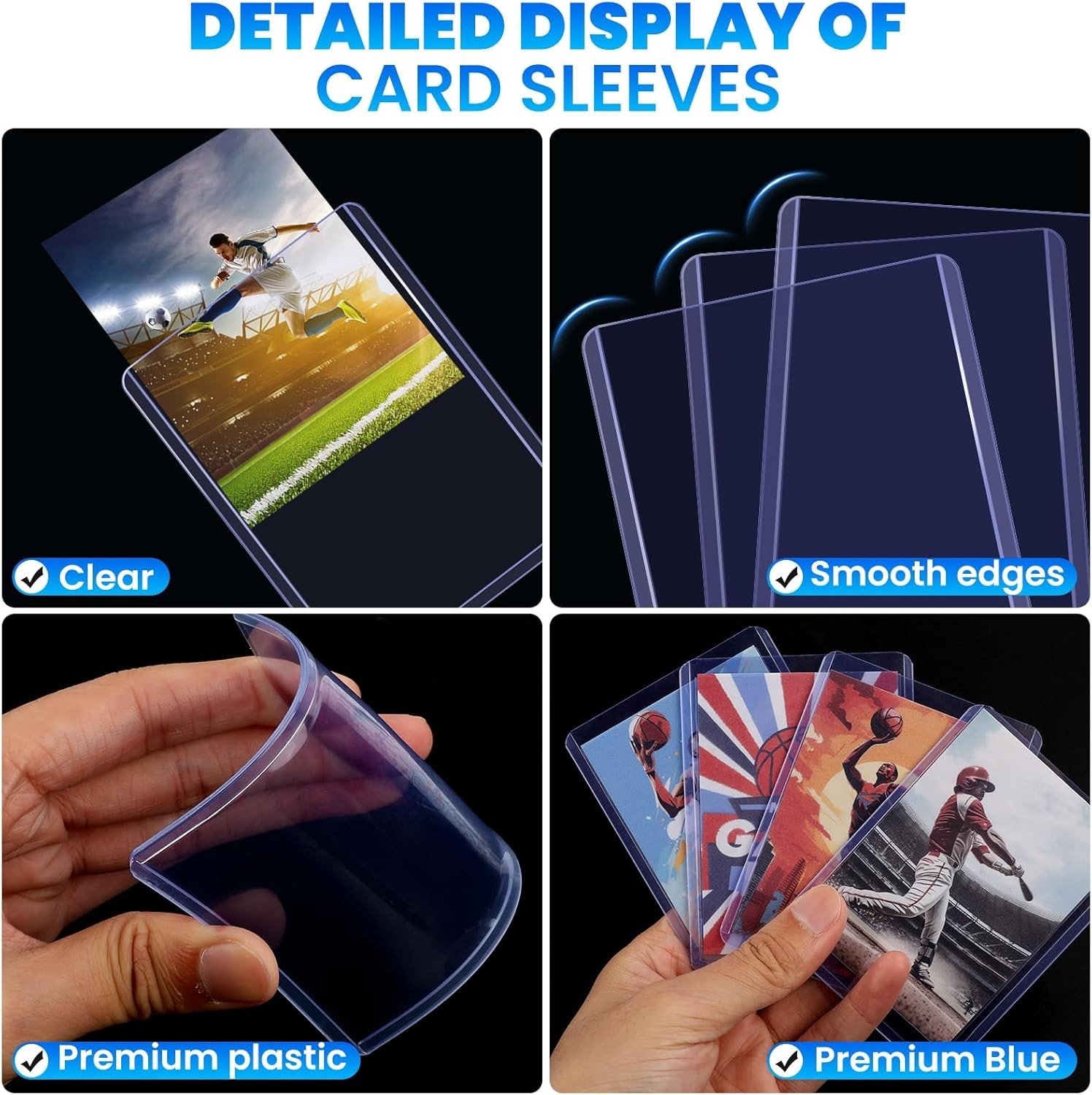 1000ct Top Loaders With Sleeves Clear Trading Card Protectors For 35pt